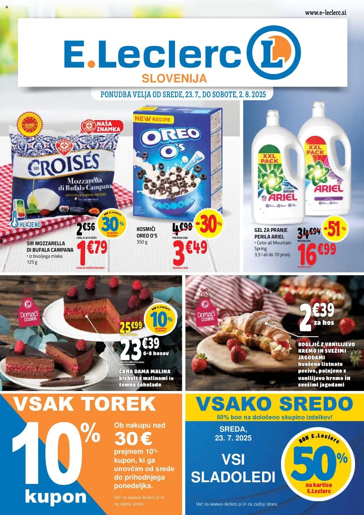 E.leclerc katalog │ velja od 23.07.2025 | Stran: 1 | Izdelki: Sir, Kosmici