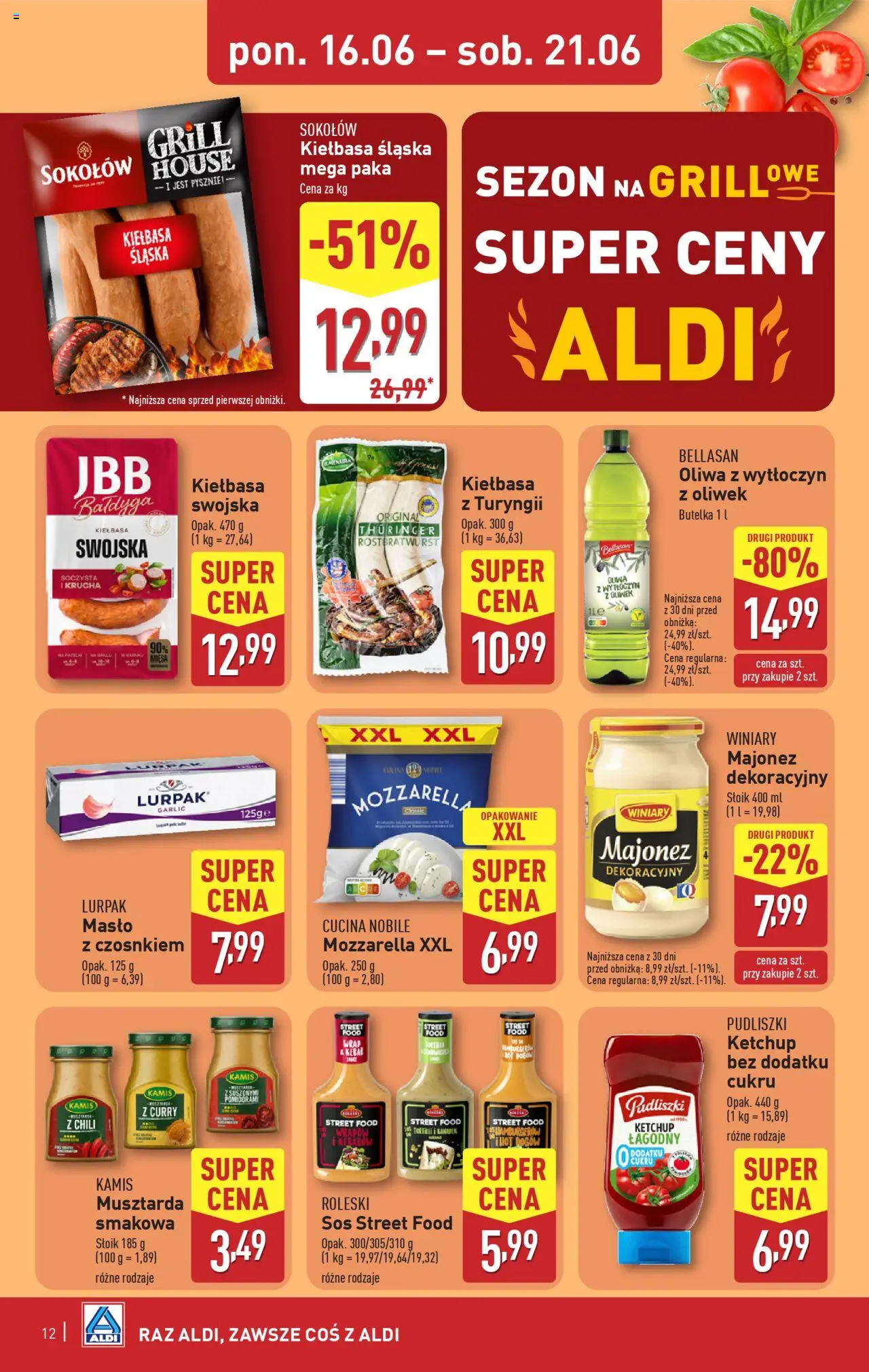 Aldi Gazetka od 16.06.2025 | Strona: 12 | Produkty: Musztarda, Masło, Majonez, Sos