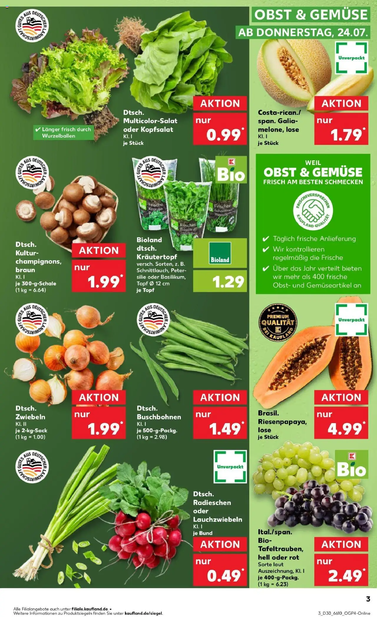 Kaufland prospekt Bottrop	 - gültig ab dem 23.07.2025 | Seite: 3 | Produkte: Zwiebeln, Gemüse, Obst, Petersilie