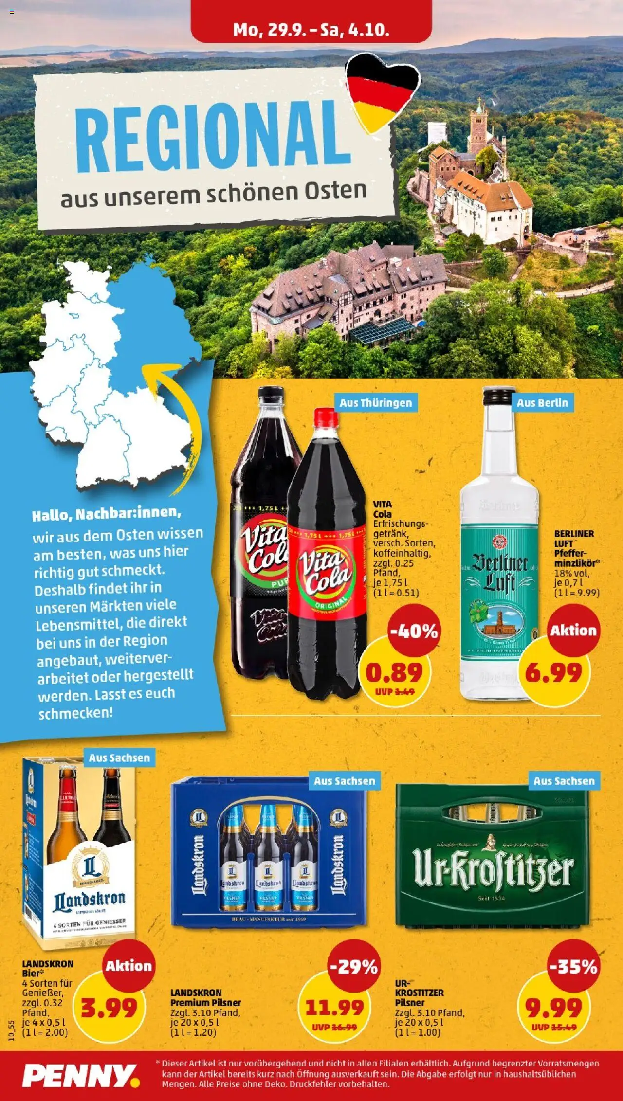 Penny - Sachsen  – gültig ab 29.09.2025 | Seite: 12 | Produkte: Berliner, Cola, Bier, Pfeffer