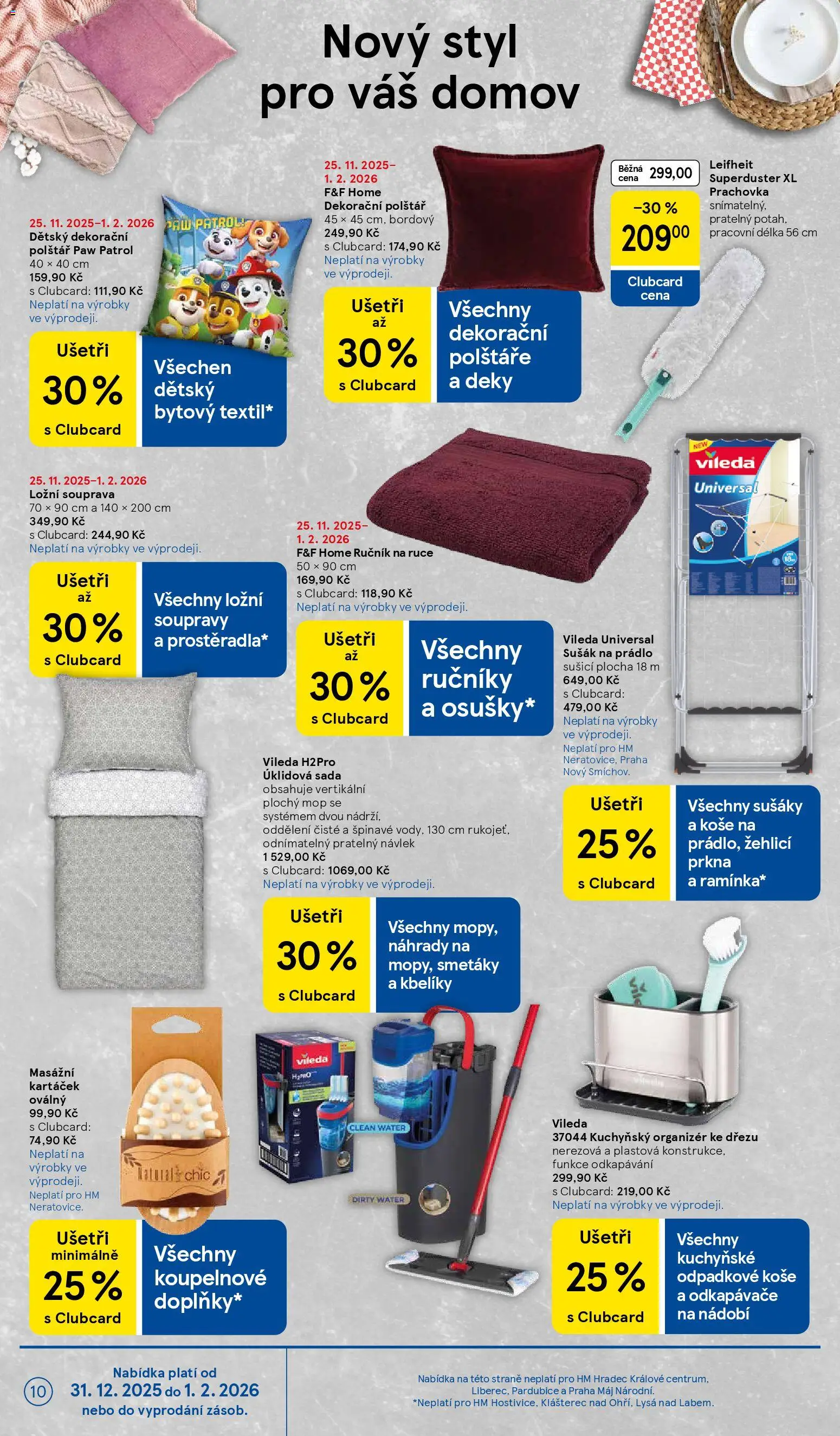 Tesco leták - Hypermarket od 02.01.2026 | Strana: 10 | Produkty: Odpadkové koše, Ručníky, Polštář, Deky