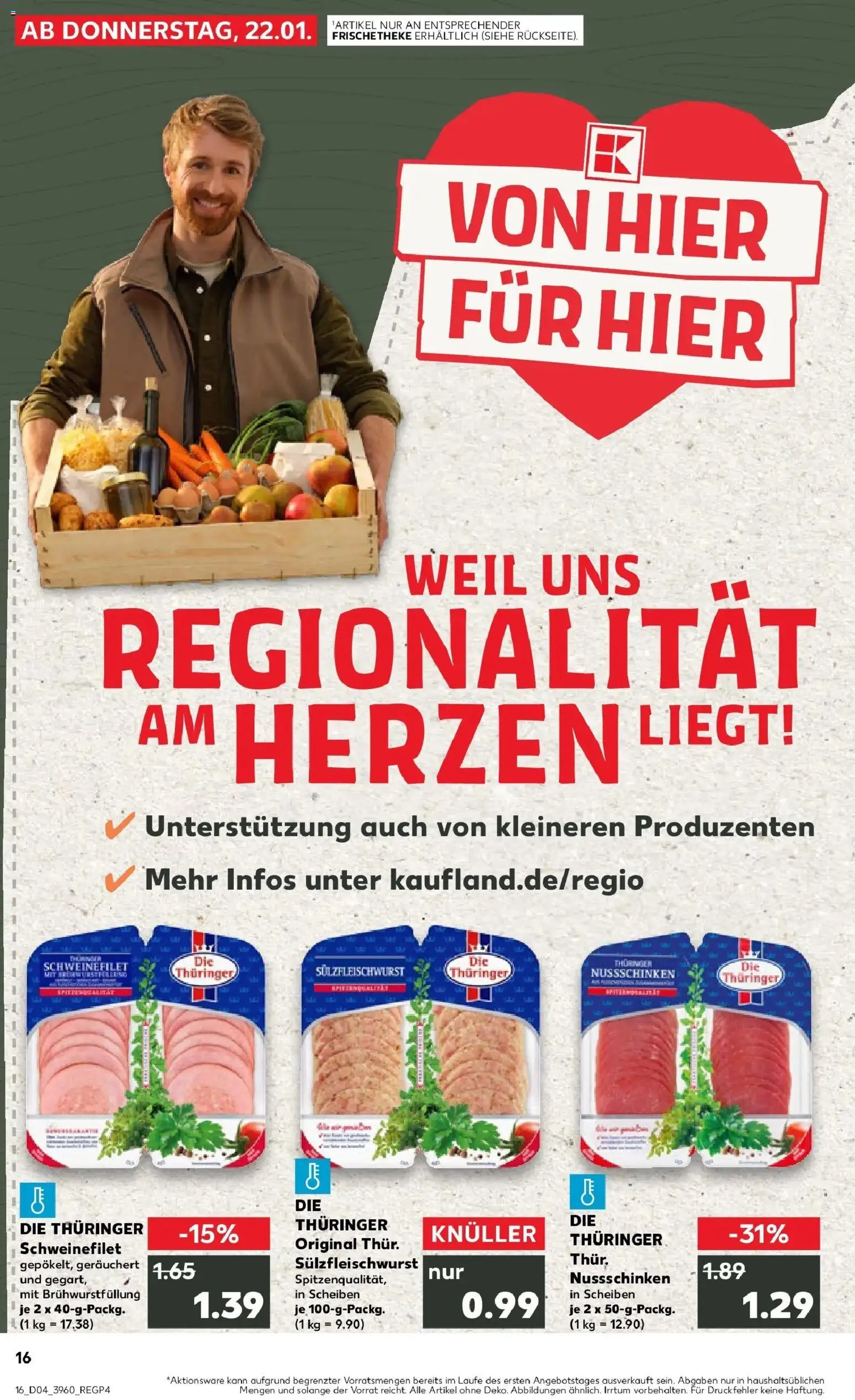 Kaufland prospekt Sondershausen	 – gültig ab 22.01.2026 | Seite: 1 | Produkte: Schweinefilet