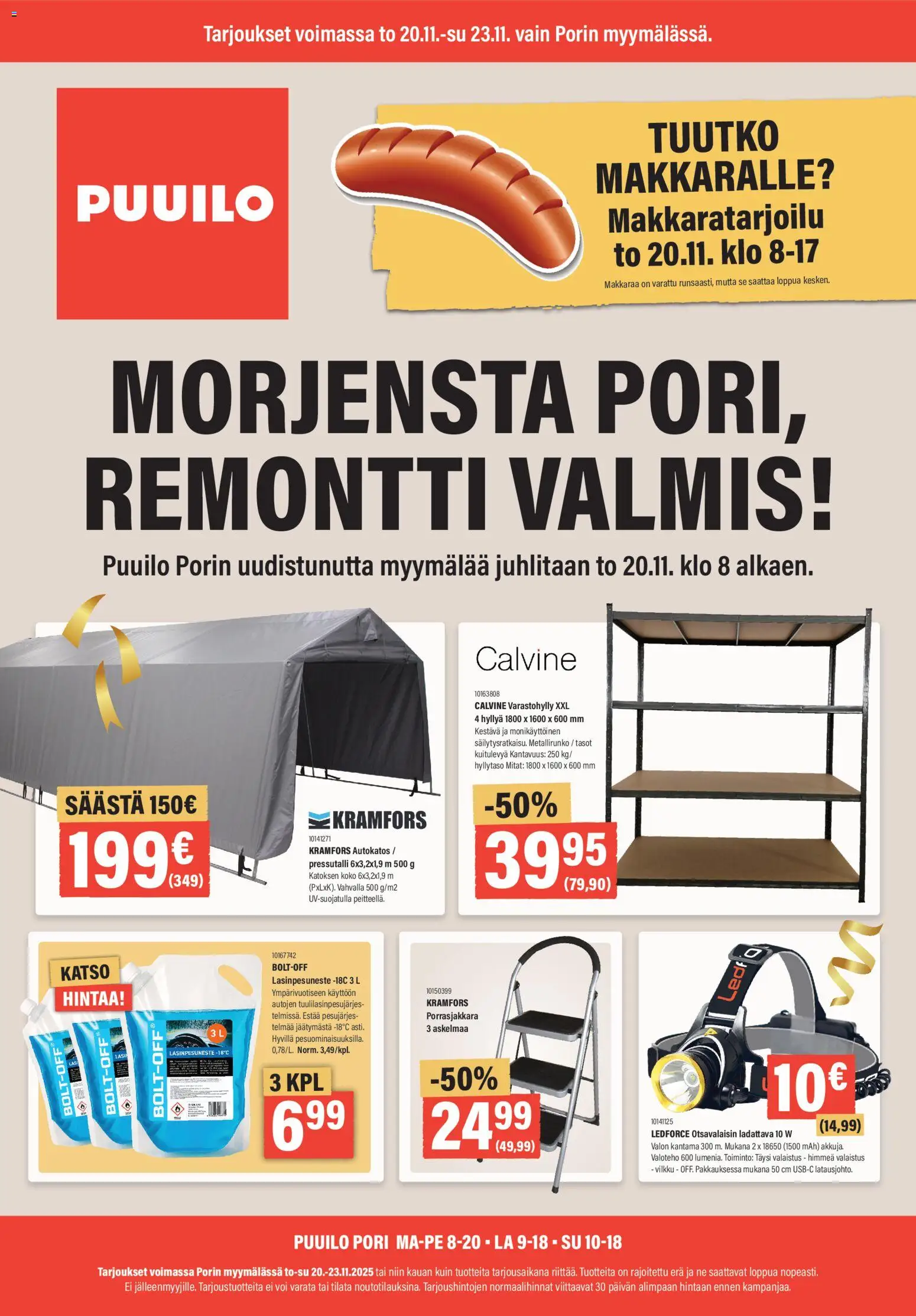 Puuilo - Tarjouksia joka lähtöön – voimassa 20.11.2025 alkaen | Sivu: 1 | Tuotteet: Varastohylly, Voi, Lasinpesuneste