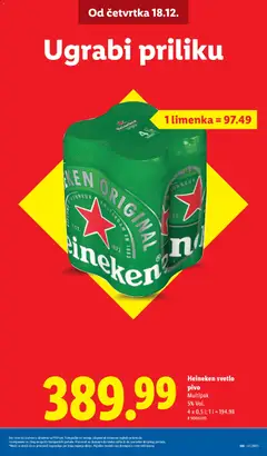 Heineken svetlo pivo Multipak, 5% Vol. 4 x 0,5 l - pregled Lidl kataloga - važi od 18.12.2025 | Strana: 9