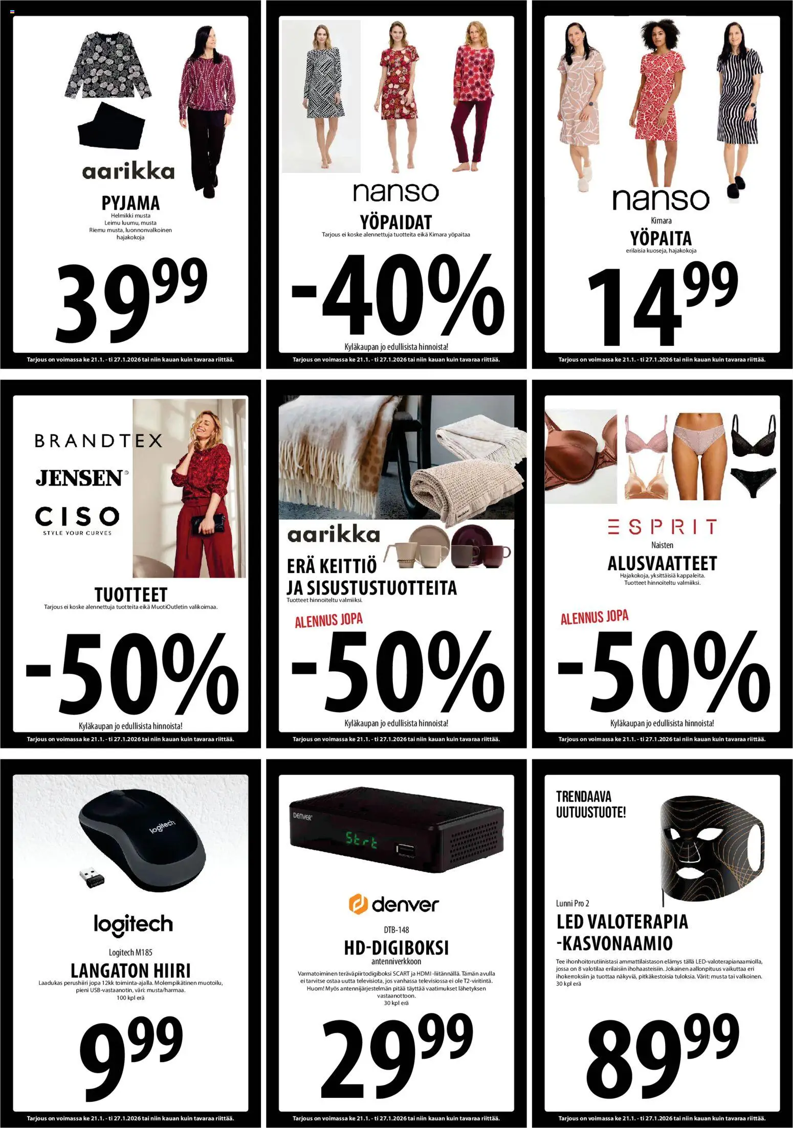 Tuuri tarjoukset – voimassa 21.01.2026 alkaen | Sivu: 12 | Tuotteet: Kasvonaamio, Keittiö, Alusvaatteet, Pyjama