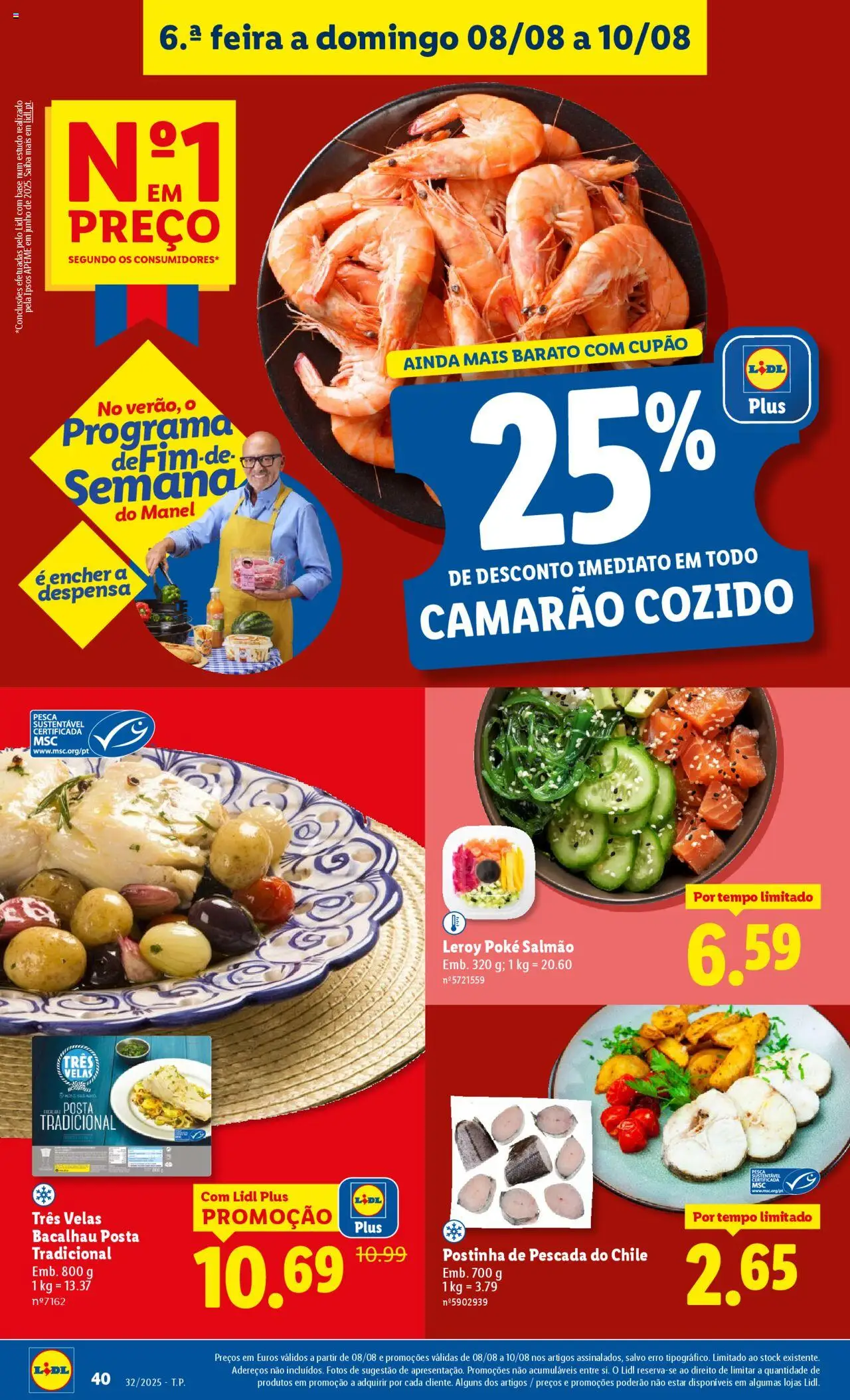Lidl folheto │ válido de 04.08.2025 | Página: 40 | Produtos: Bacalhau, Pescada, Camarão, Salmão