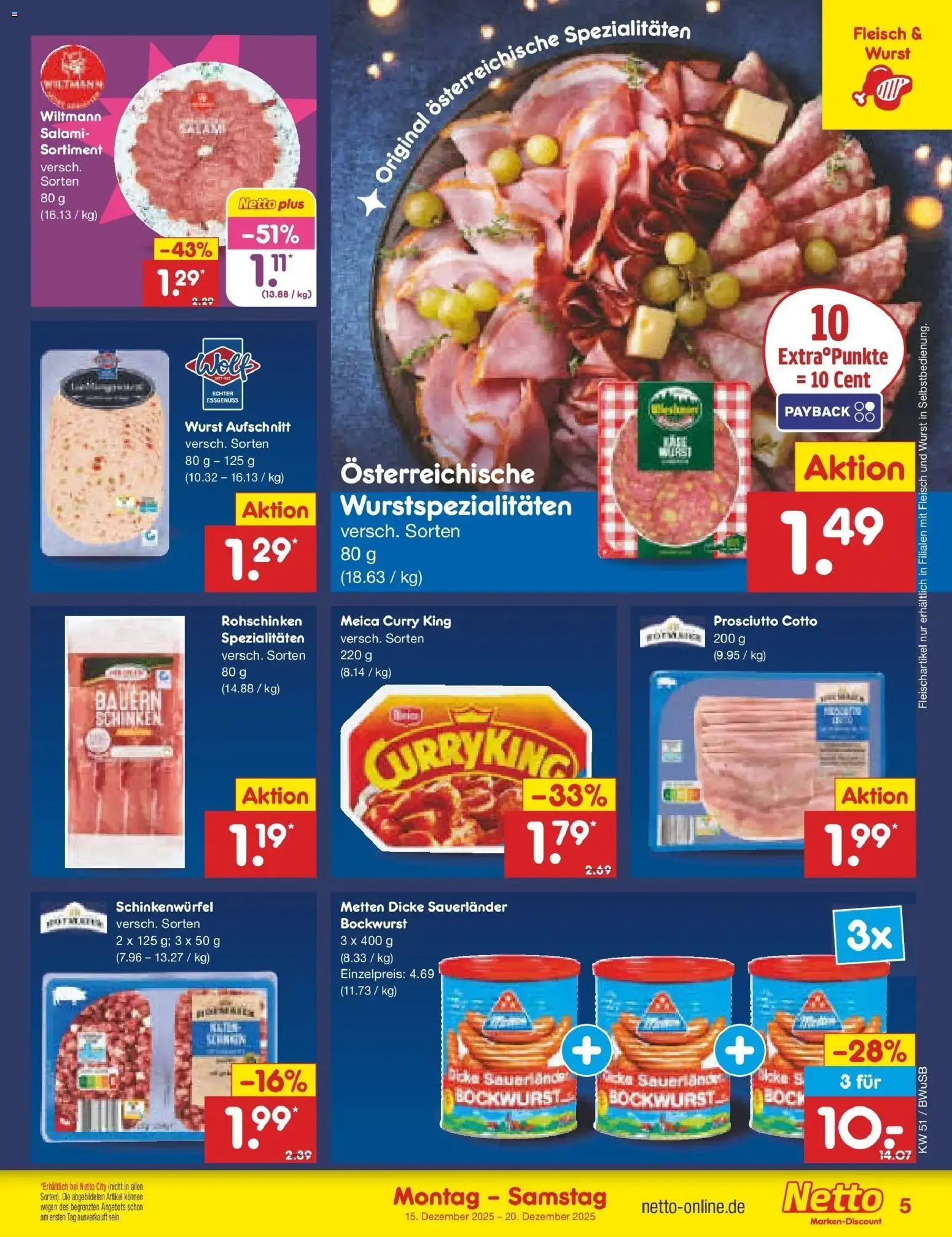 Netto Marken-Discount prospekt Stemwede-Dielingen	 – gültig ab 15.12.2025 | Seite: 5 | Produkte: Bockwurst, Meica, Wurst, Fleisch
