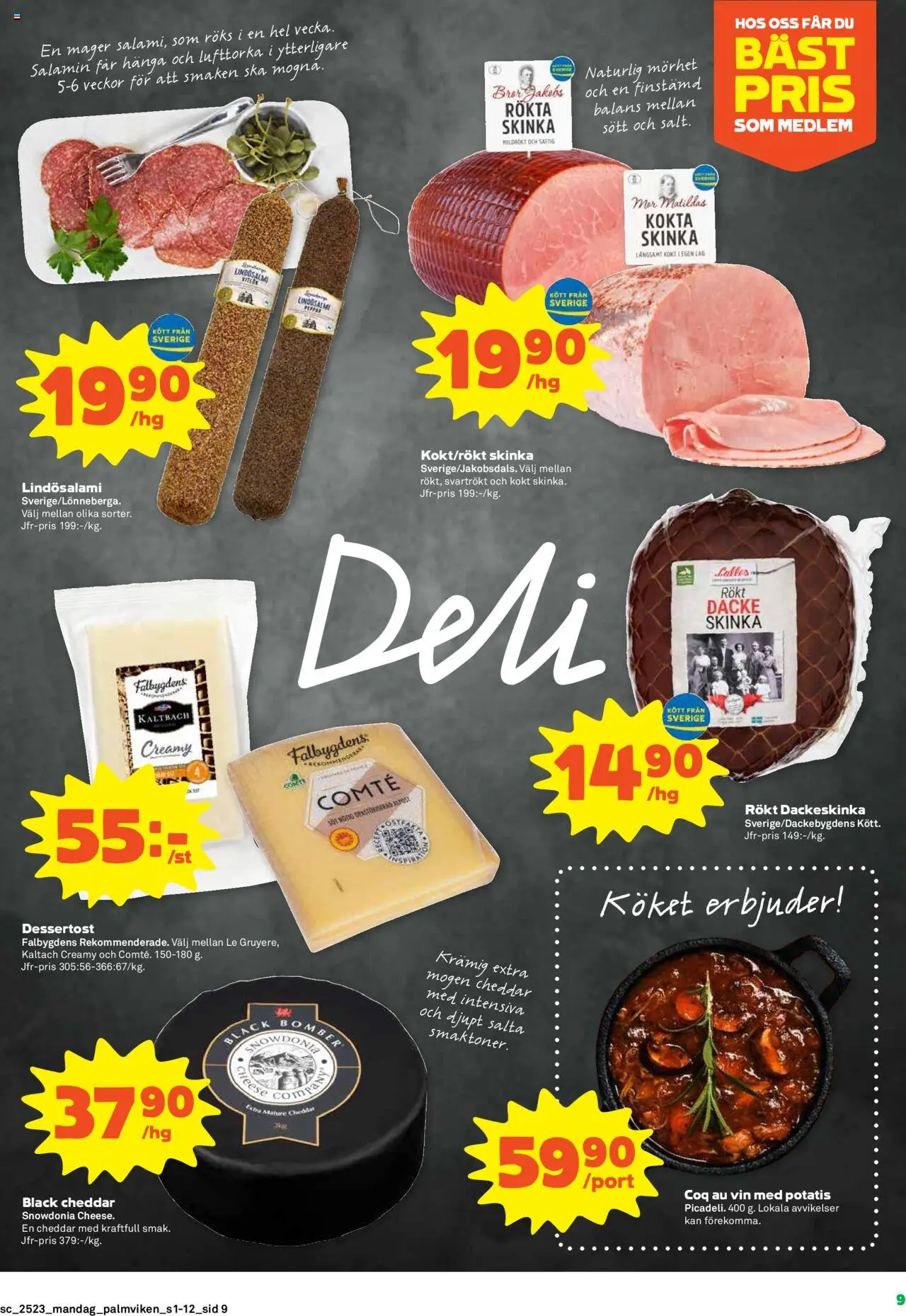 Stora Coop reklamblad aktuell från 02.06.2025 | Sida: 9 | Produkter: Cheddar, Skinka, Vin, Potatis