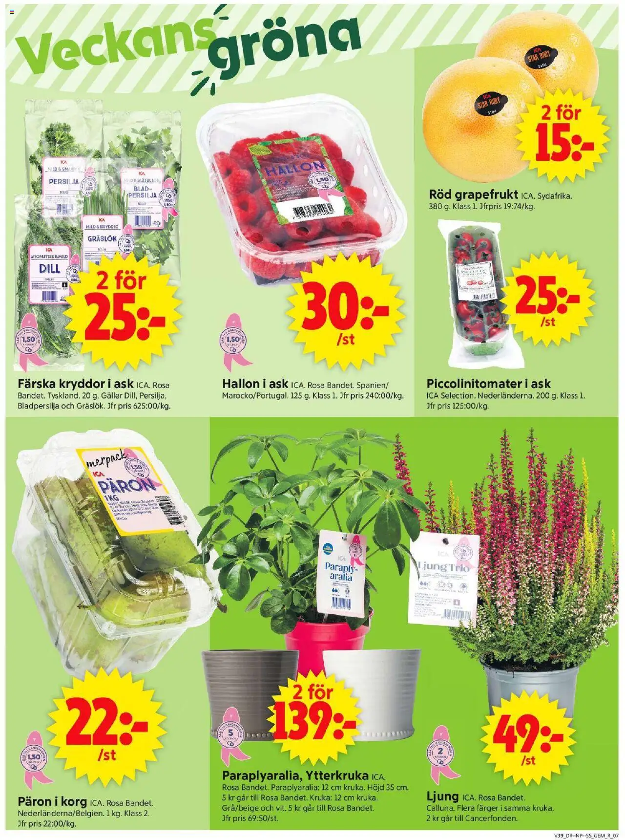 ICA Supermarket reklamblad aktuell från 22.09.2025 | Sida: 9 | Produkter: Galler, Gräslök, Korg, Paraply
