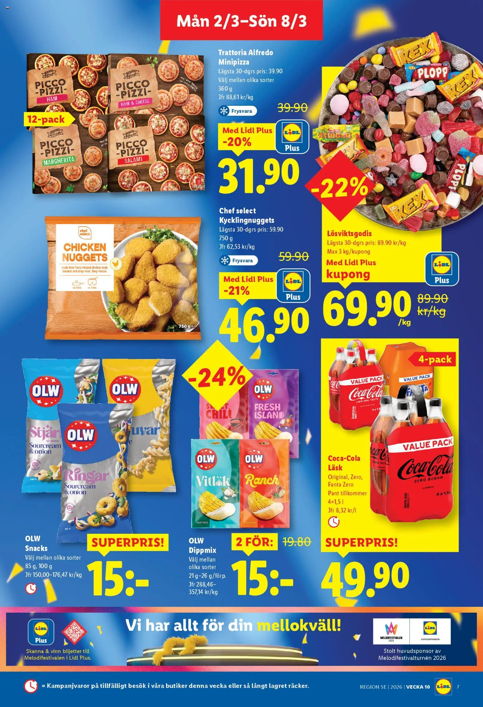 Lidl reklamblad aktuell från 02.03.2026 | Sida: 7 | Produkter: Coca cola, Fanta, Salami, Vitlök