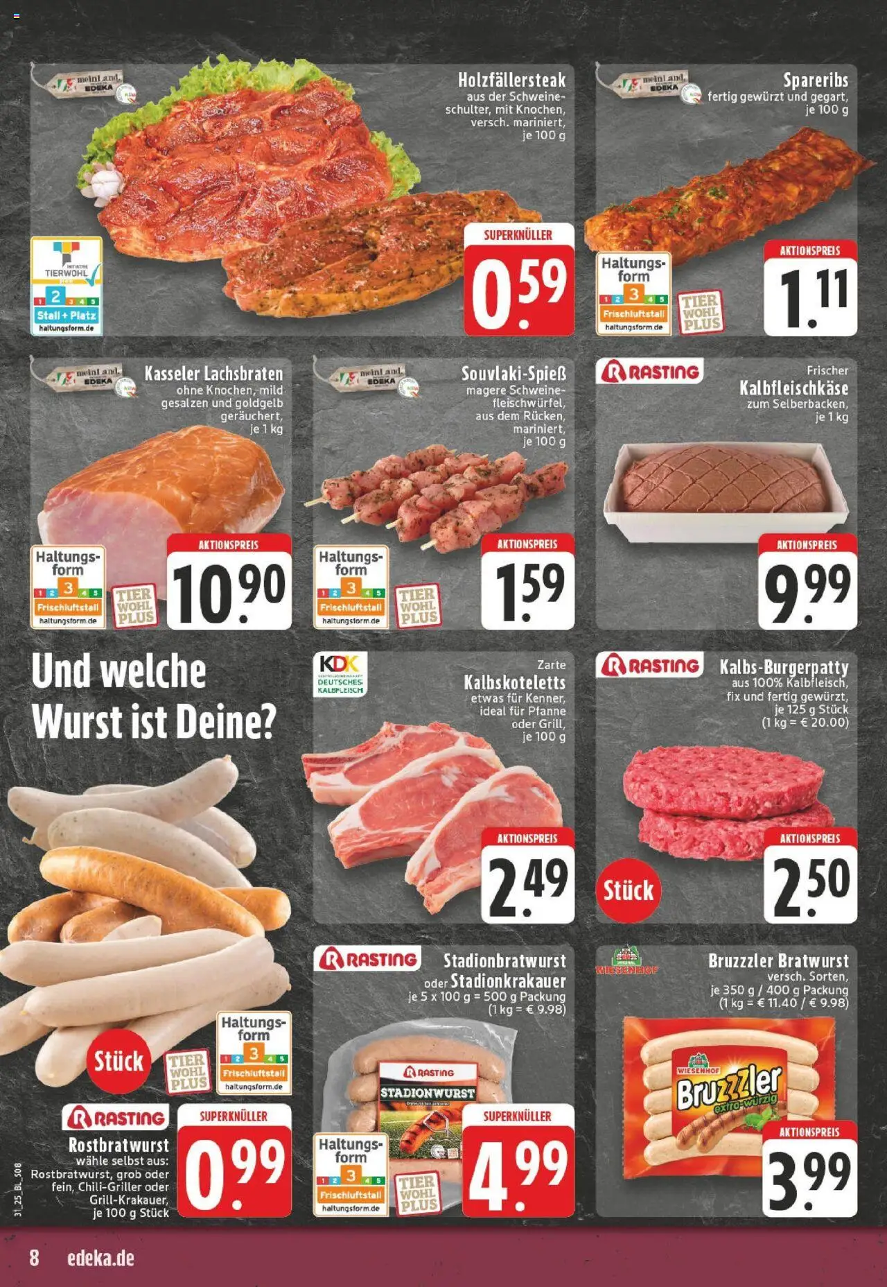 Edeka prospekt Bergheim	 - gültig ab dem 27.07.2025 | Seite: 8 | Produkte: Bratwurst, Burger, Wurst