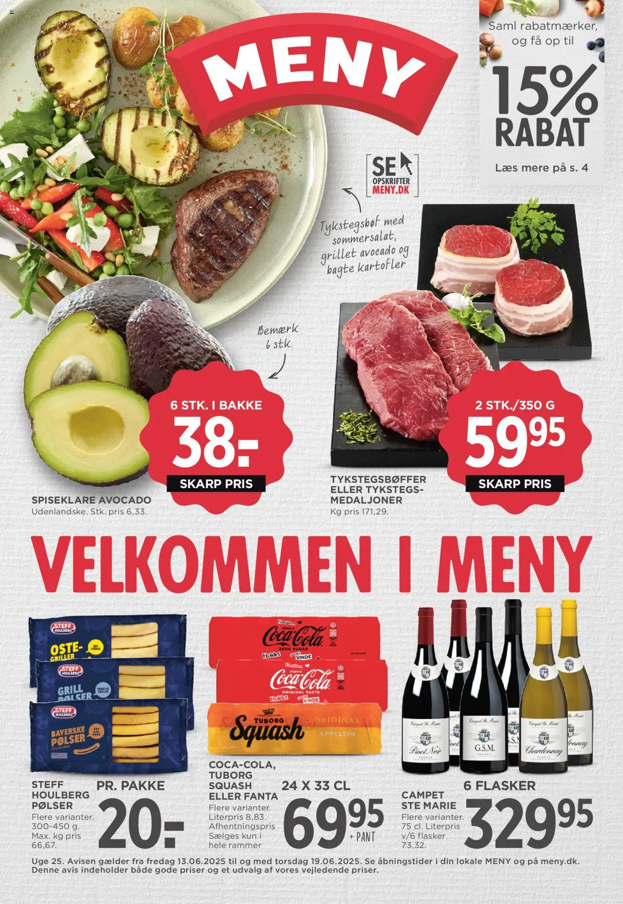 Meny Tilbudsavis gyldig fra 13.06.2025 | Side: 1 | Produkter: Rammer, Coca Cola, Fanta, Cola
