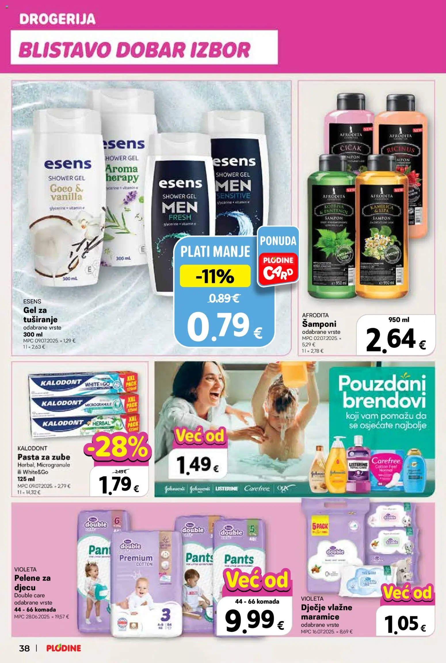 Plodine katalog | vrijedi od 08.04.2026 | Stranica: 38 | Proizvodi: Gel za tuširanje, Pasta za zube, Pasta, Violeta