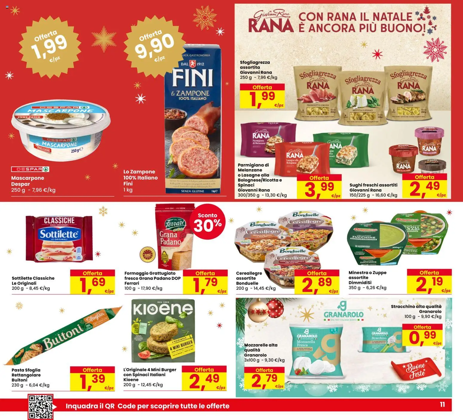 Volantino Despar del 18.12.2025 | Pagina: 11 | Prodotti: Mozzarella, Prosciutto, Grana Padano, Mascarpone