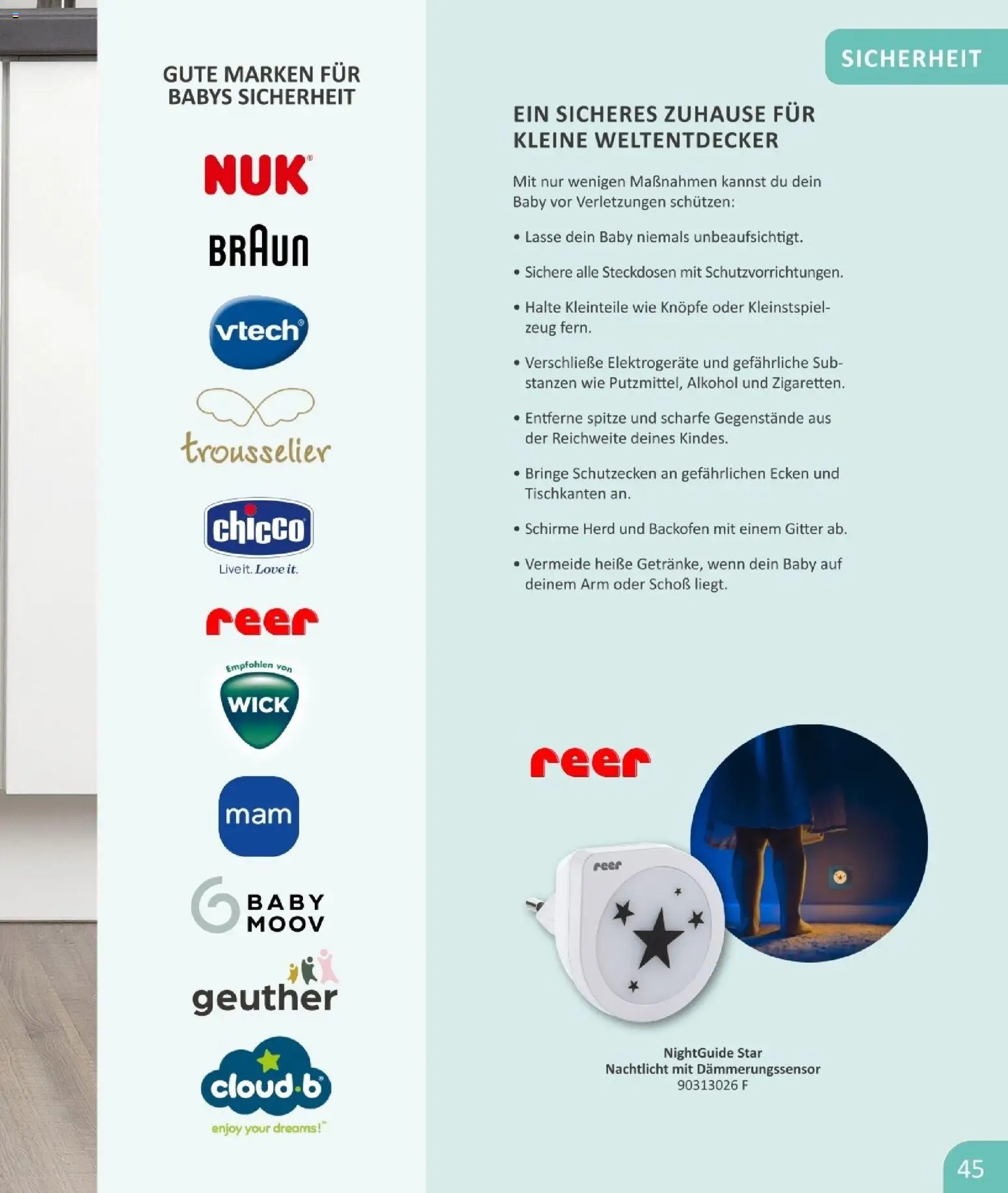 Vedes  Babykatalog  – gültig ab 01.01.2026 | Seite: 45 | Produkte: Herd, Nachtlicht, Backofen