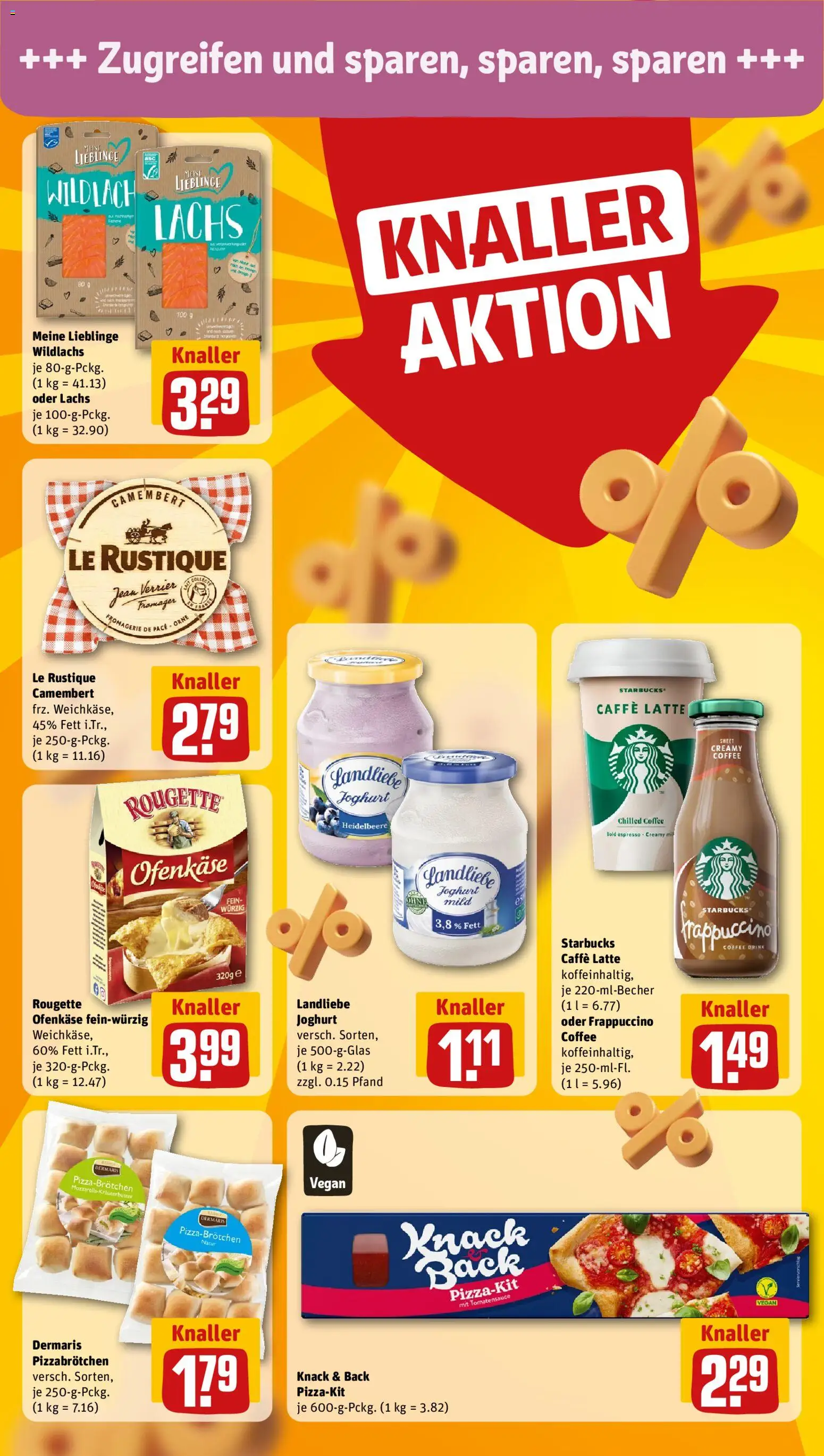 Rewe Prospekt 	 – gültig ab 20.04.2026 | Seite: 8 | Produkte: Starbucks, Rougette ofenkase, Landliebe joghurt, Pizza