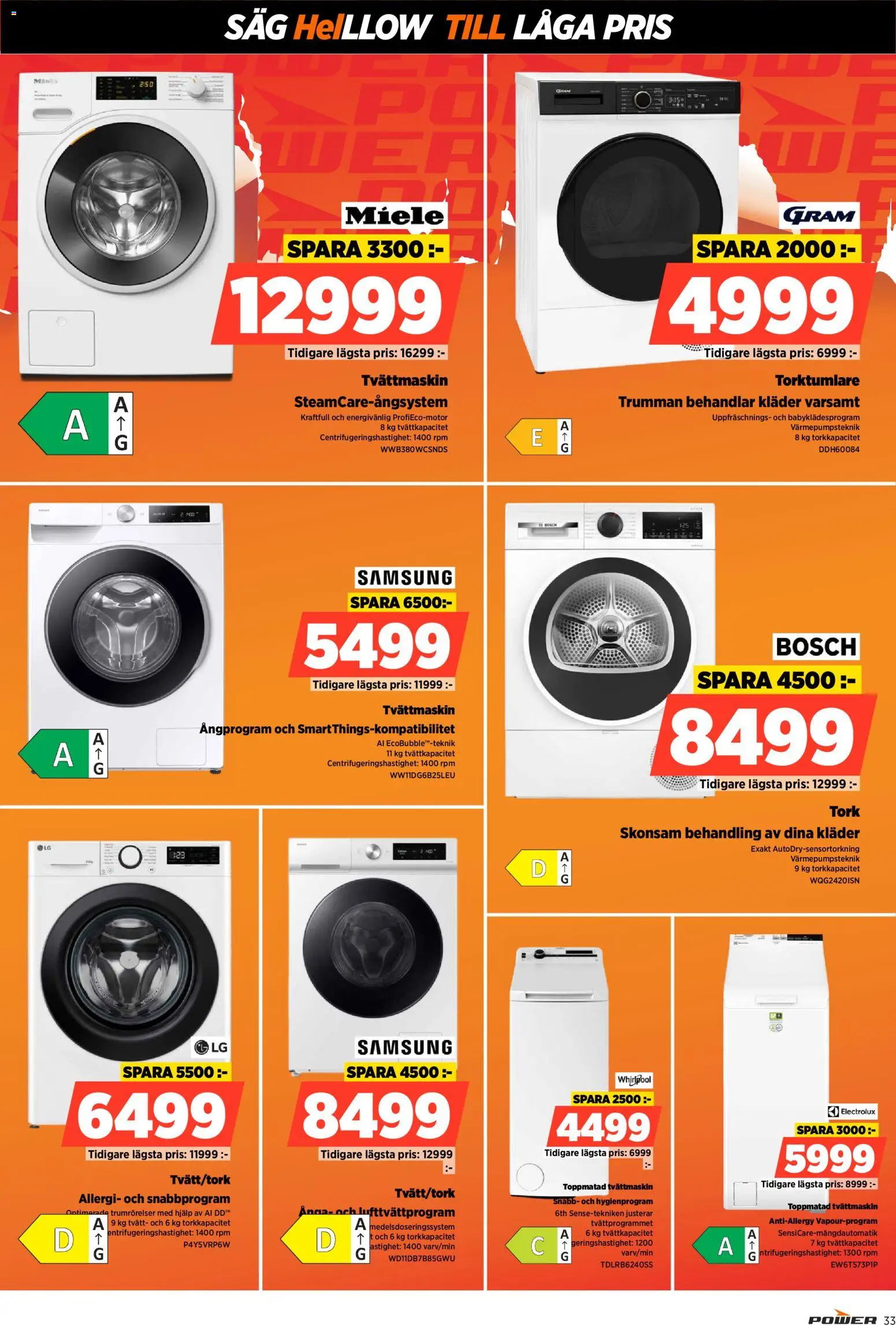 Power reklamblad aktuell från 15.12.2025 | Sida: 33 | Produkter: Såg, Kläder, Tvättmaskin, Torktumlare