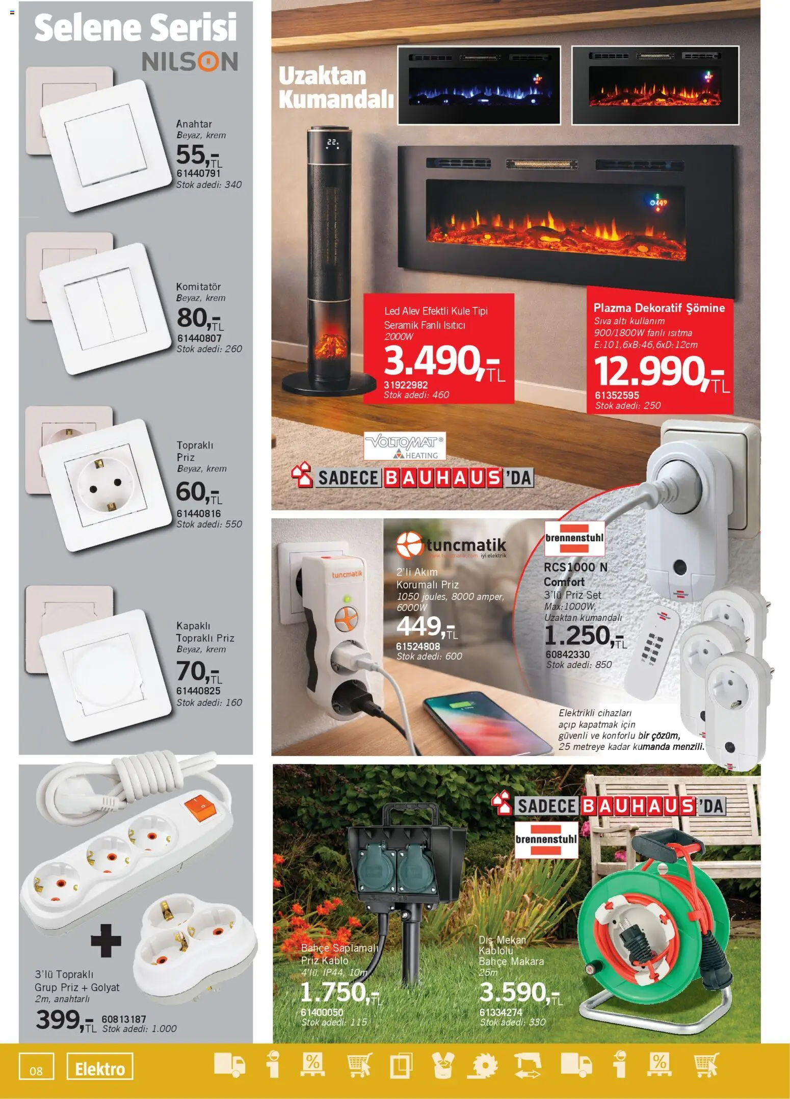 Bauhaus Katalog - 28.03.2026 tarihinden itibaren geçerlidir | Sayfa: 8 | Ürünler: Priz, Krem, Kablo