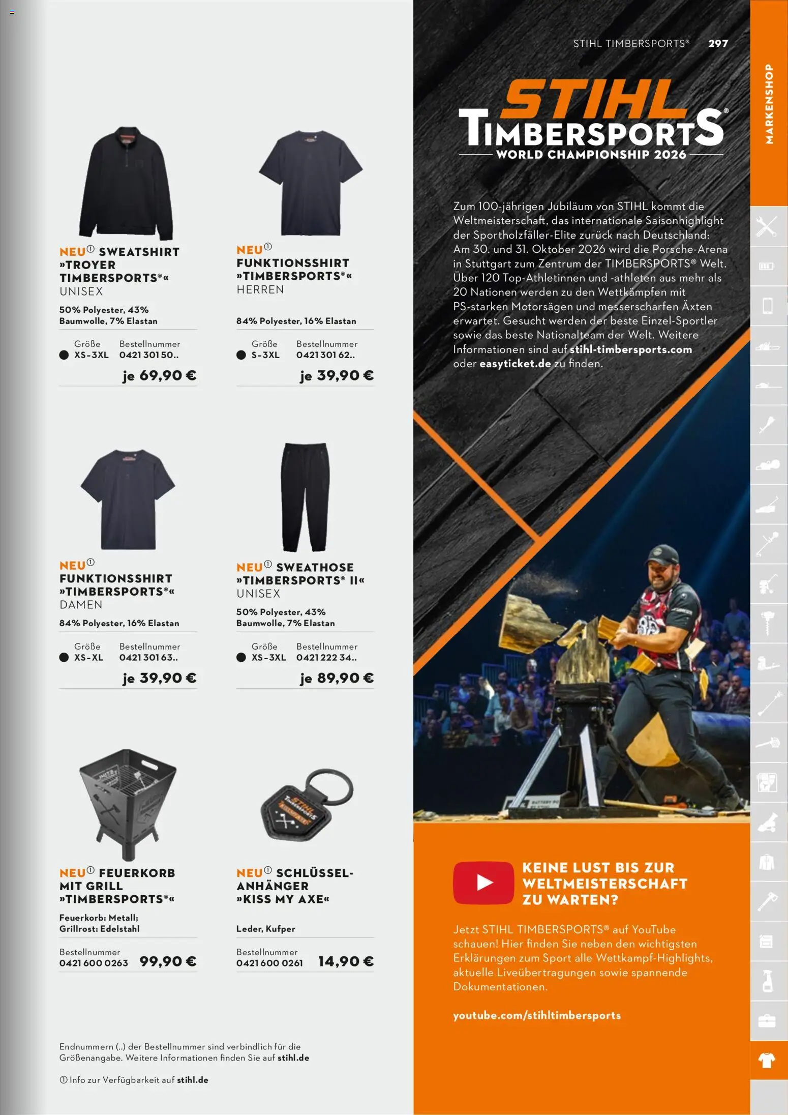 STIHL Katalog – gültig ab 01.01.2026 | Seite: 297 | Produkte: Sweathose, Grill, Sweatshirt, Axe
