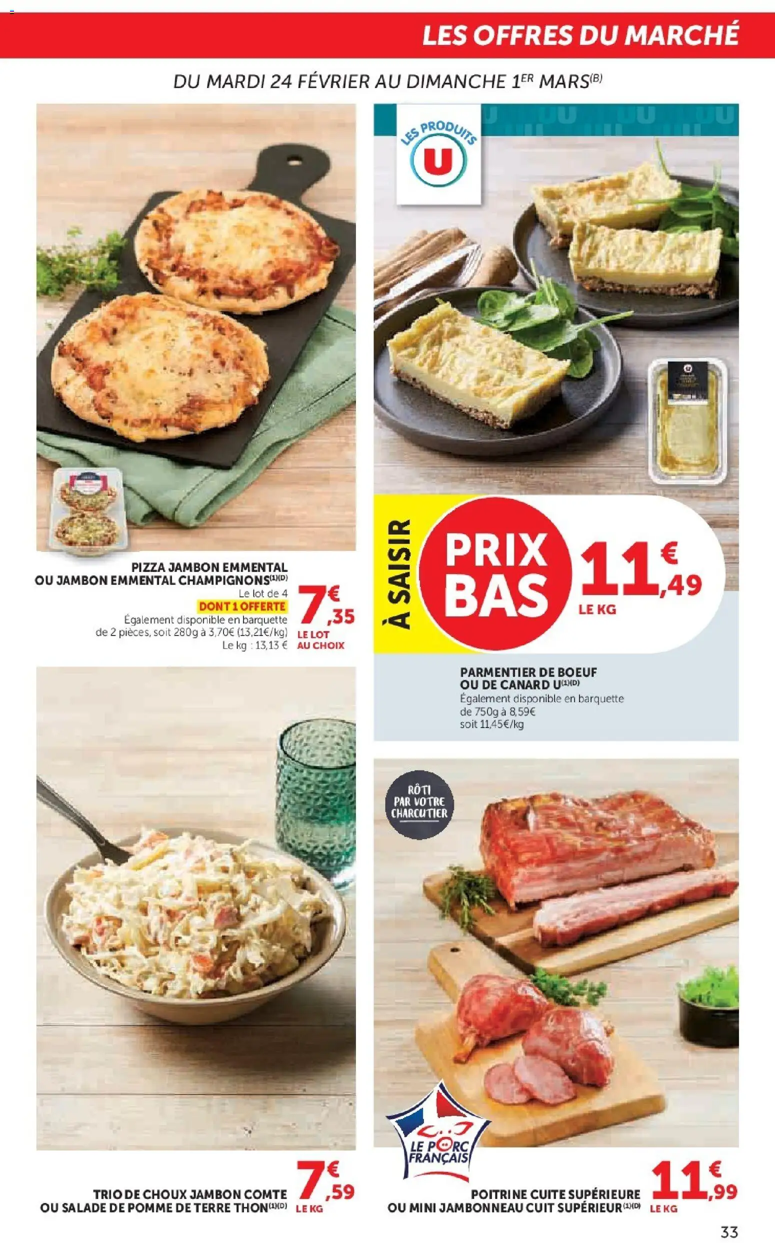 {H1} | Page: 33 | Produits: Salade, Pomme, Emmental, Pizza