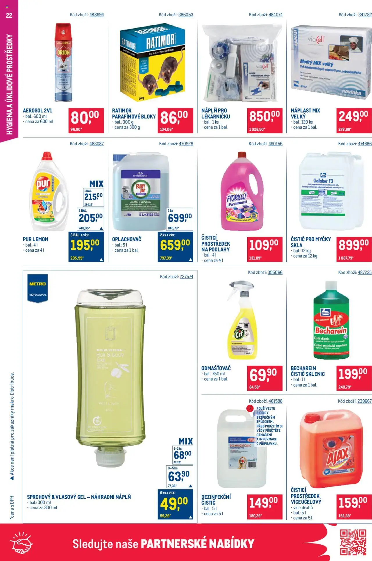 Makro leták - Gastronomie od 24.09.2025 | Strana: 22 | Produkty: Náplast, Ajax, Body, Odmašťovač
