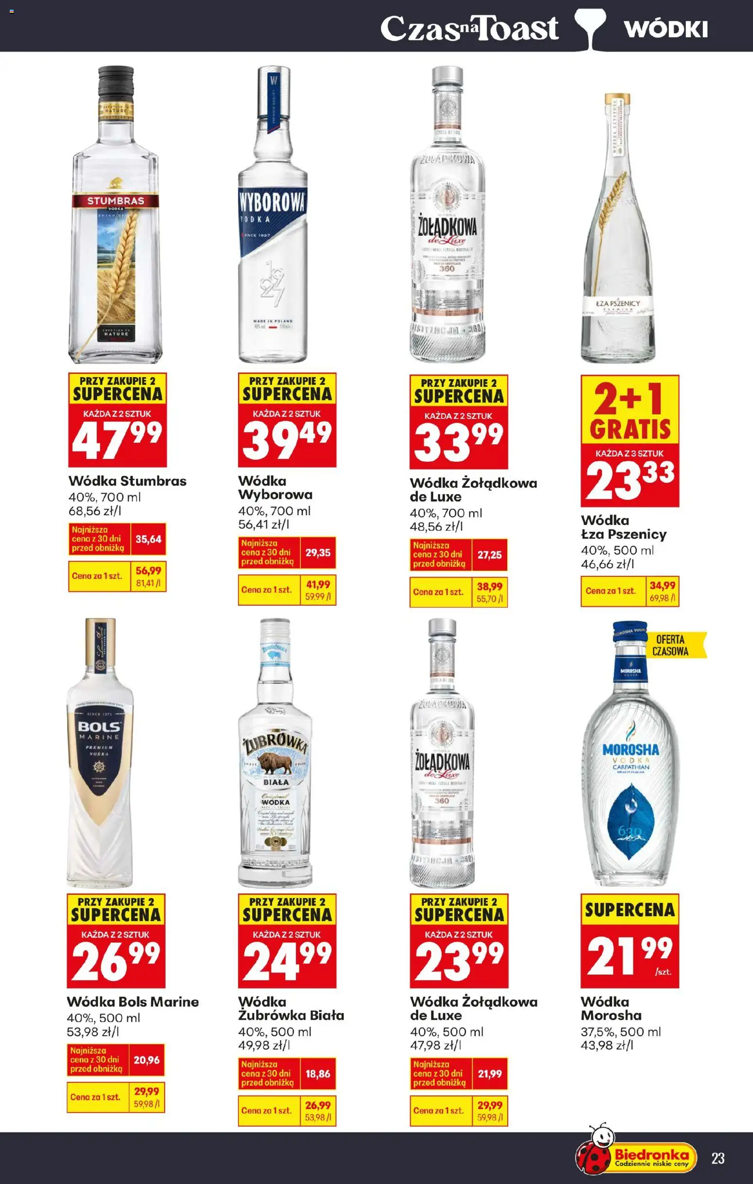 Biedronka gazetka - Czas na toast od 02.01.2026 | Strona: 23 | Produkty: Żubrówka, Wódka Stumbras, Vodka, Wódka