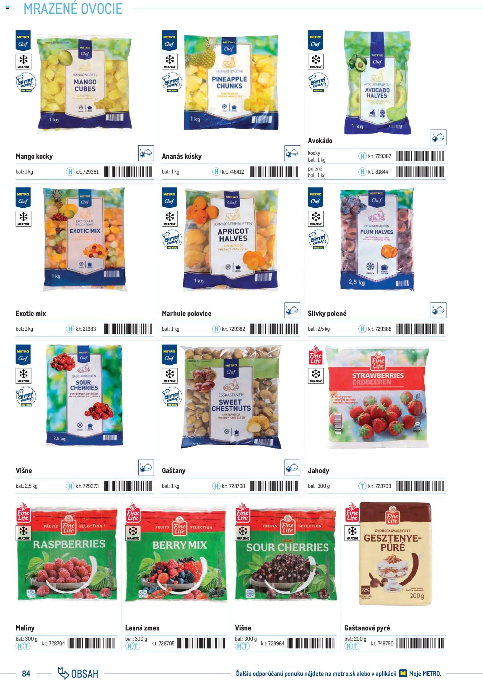 Nové Metro akcie – leták je platný od 01.01.2025 | Strana: 84 | Produkty: Jahody, Mango, Višne, Slivky