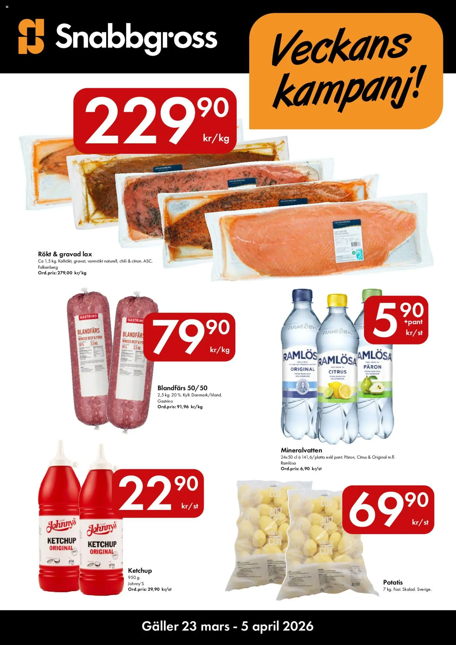 Hypermarkety reklamblad aktuell från 23.03.2026 | Sida: 1 | Produkter: Galler, Mineralvatten, Potatis, Ketchup