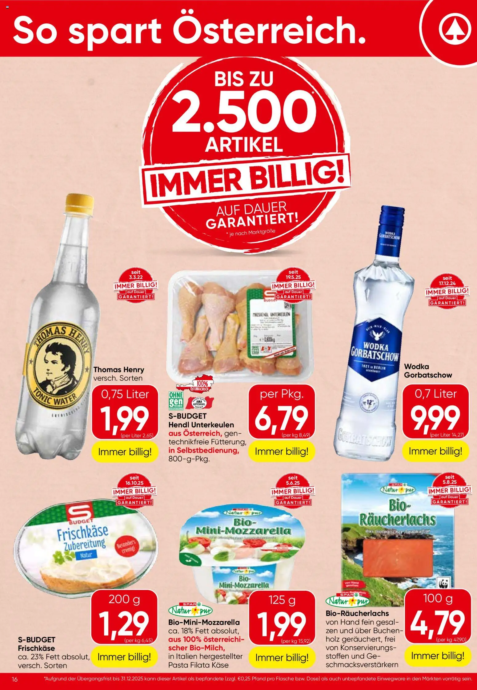 Spar - Burgenland gültig ab 04.12.2025 | Seite: 16 | Produkte: Pasta, Wodka, Käse