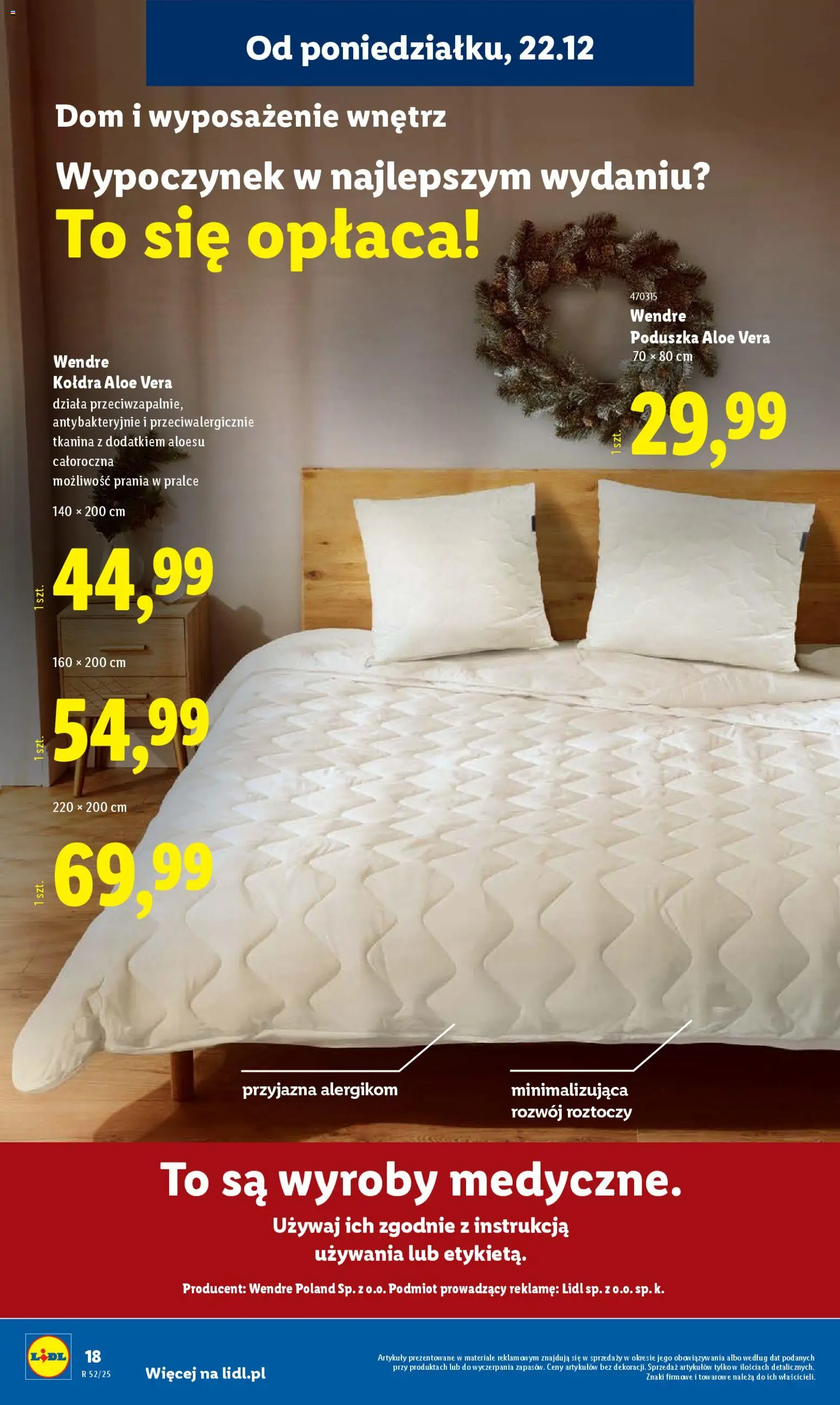 Lidl Katalog od 22.12.2025 | Strona: 22 | Produkty: Poduszka, Kołdra