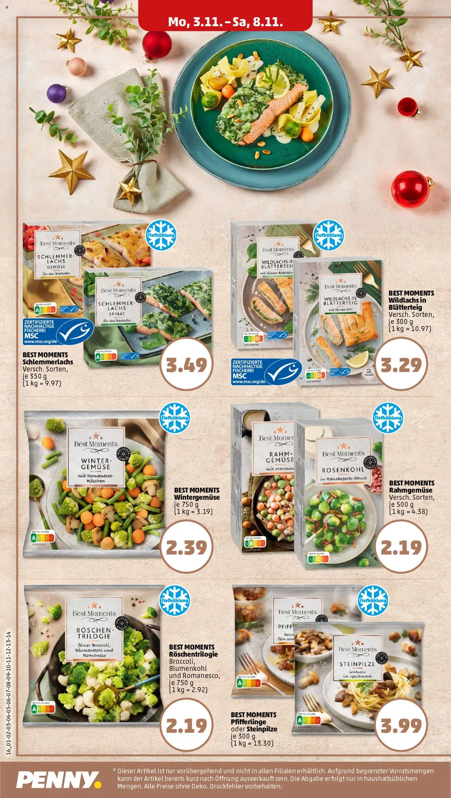 Penny Prospekt 	 – gültig ab 03.11.2025 | Seite: 18 | Produkte: Lachs, Gemüse, Pfifferlinge, Dill