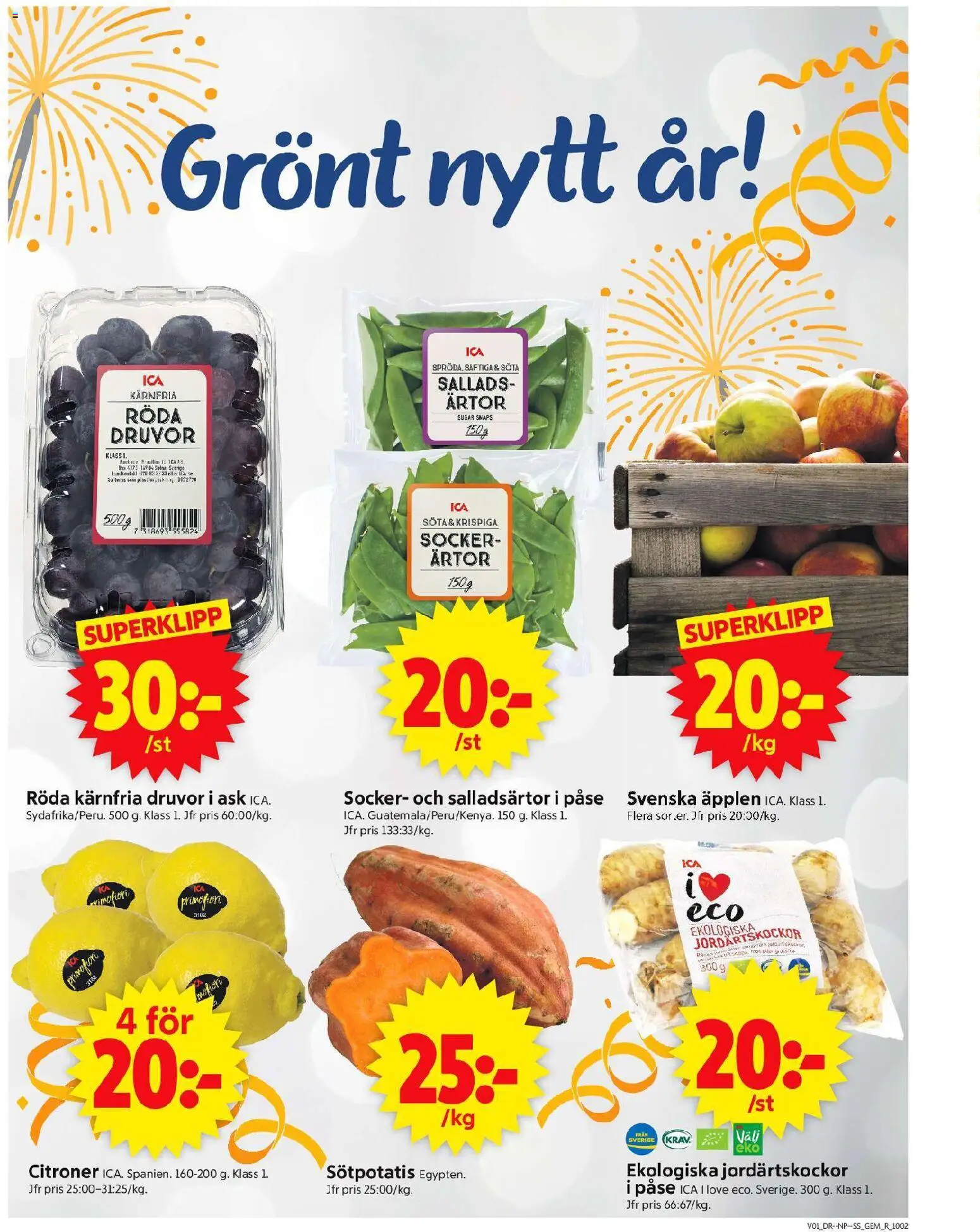 ICA Supermarket reklamblad aktuell från 29.12.2025 | Sida: 7 | Produkter: Gem, Äpplen, Sötpotatis, Ärtor