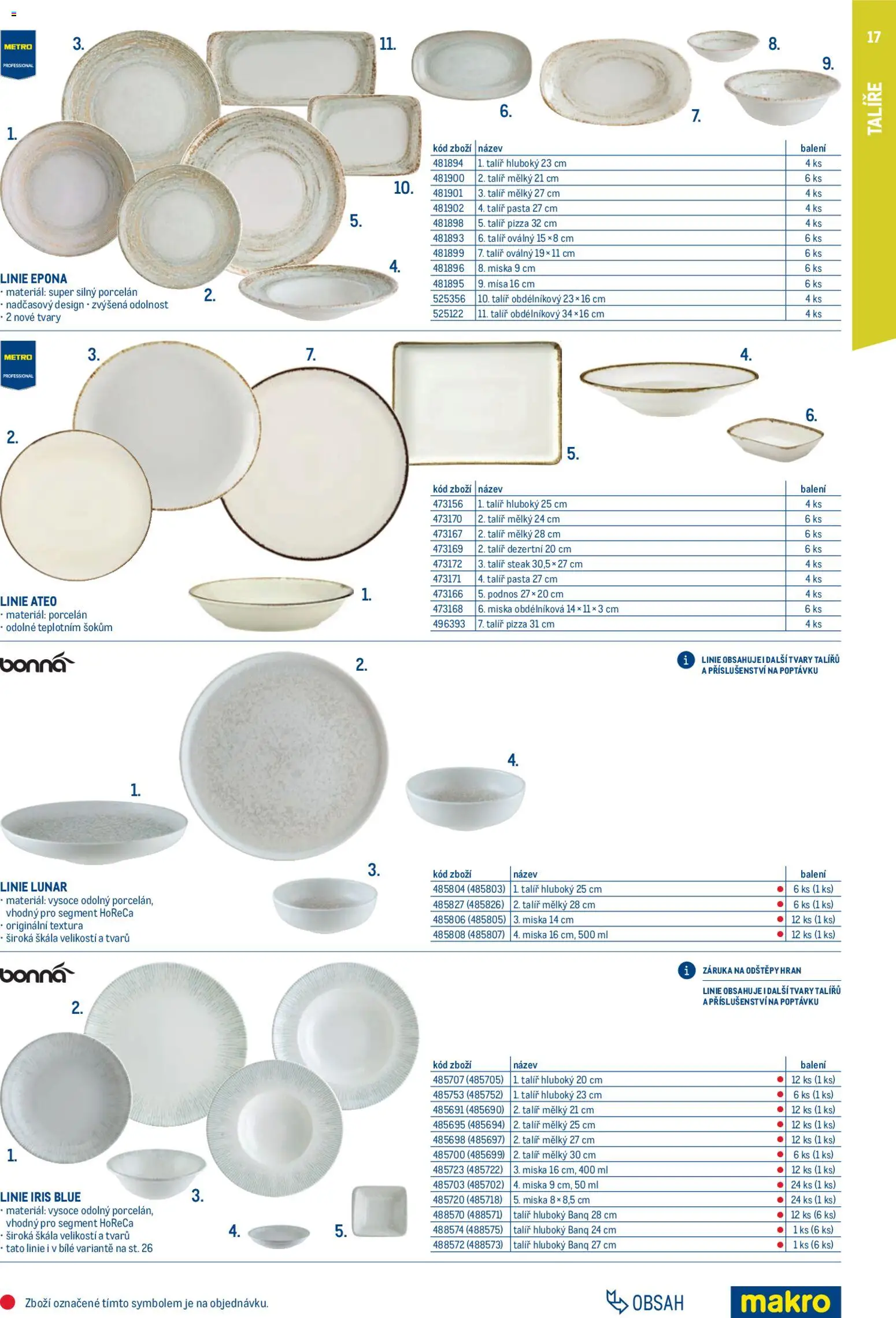 Makro leták - Gastro vybavení a zařízení od 01.02.2026 | Strana: 17 | Produkty: Talíře, Pizza, Miska, Talíř