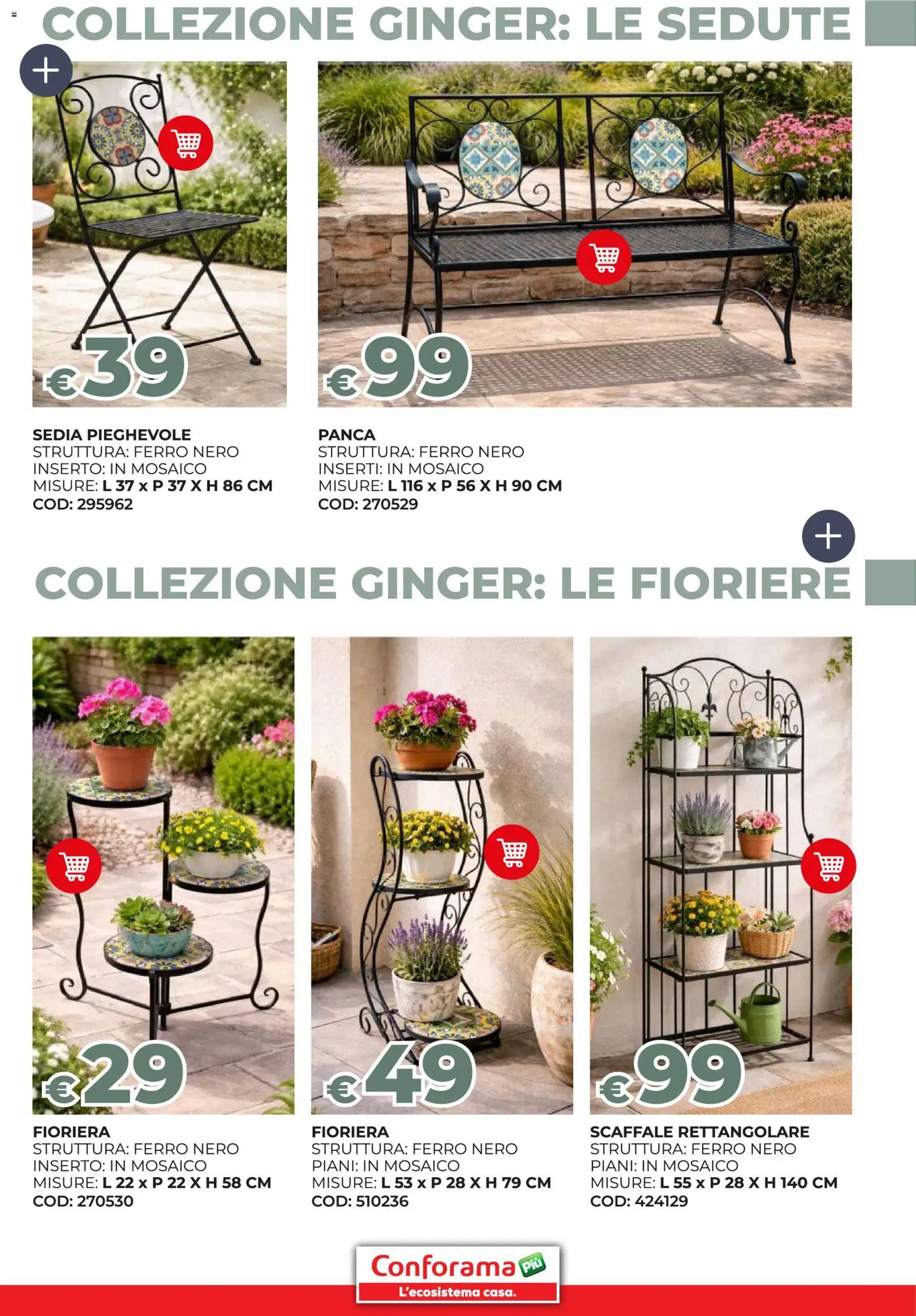 Volantino Conforama del 19.03.2026 | Pagina: 35 | Prodotti: Panca, Fioriera, Scaffale, Sedia