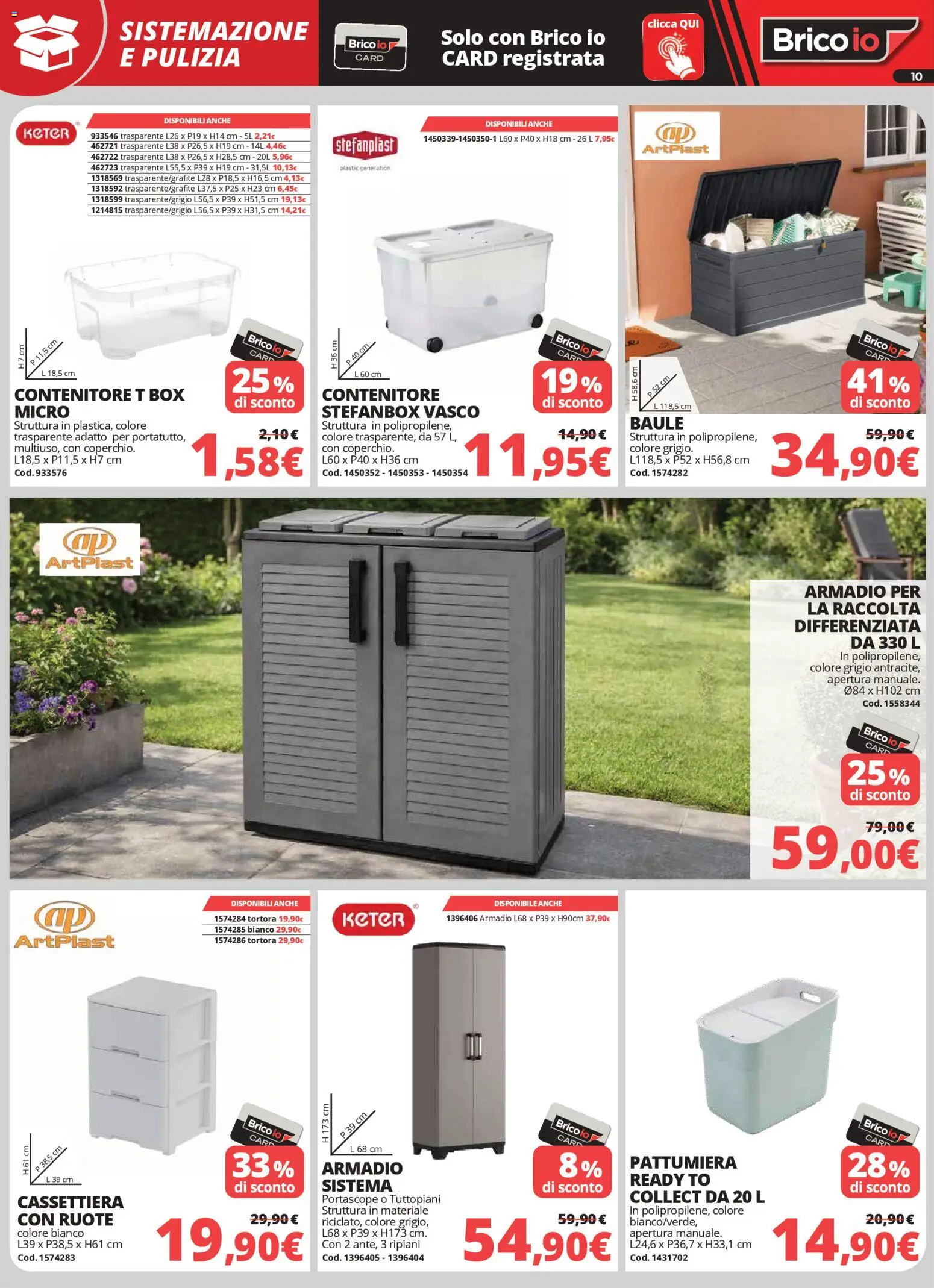 Volantino Brico io del 02.04.2026 | Pagina: 10 | Prodotti: Baule, Pattumiera, Armadio, Cassettiera