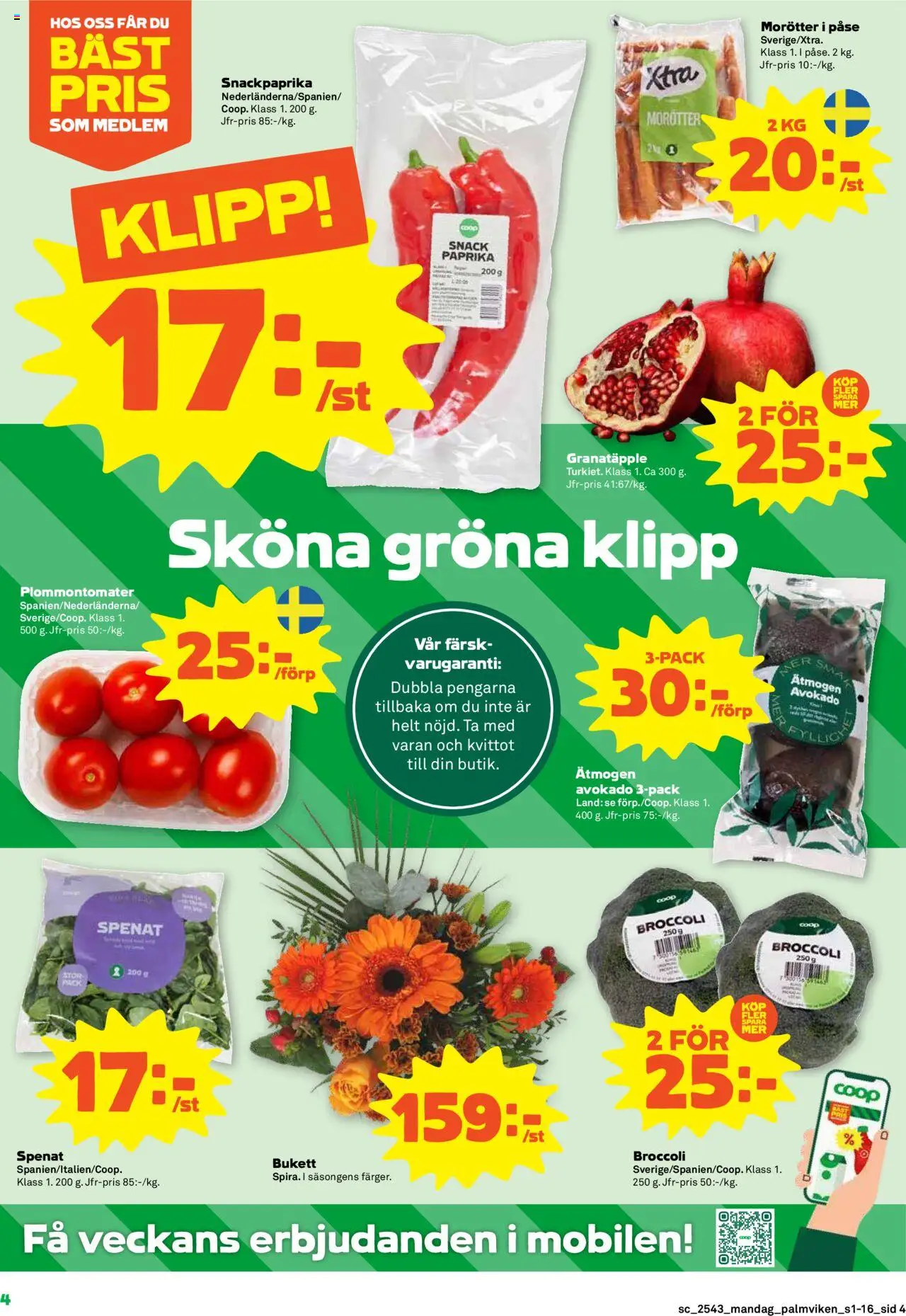 Stora Coop reklamblad aktuell från 20.10.2025 | Sida: 4 | Produkter: Spenat, Broccoli