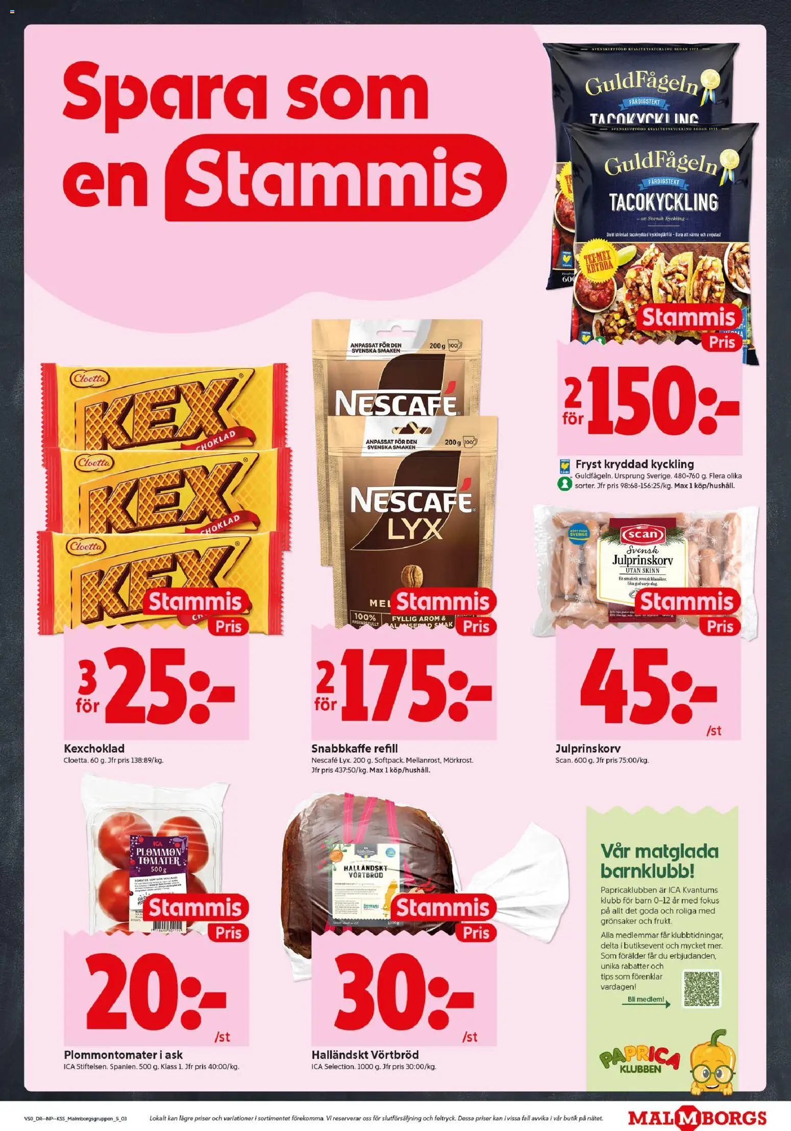 ICA Kvantum reklamblad aktuell från 08.12.2025 | Sida: 3 | Produkter: Tacokrydda, Plommon, Choklad, Tomater