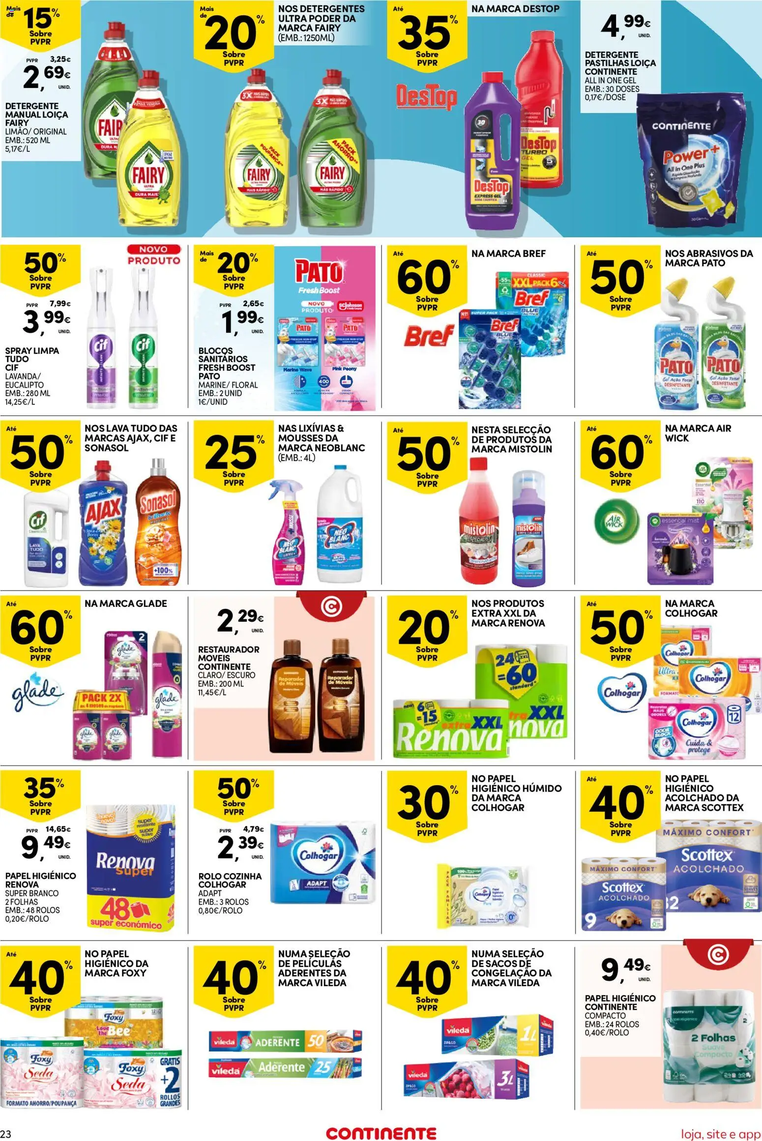 Continente Semanal Continente Bom Dia │ válido de 10.03.2026 | Página: 23 | Produtos: Papel higiénico, Detergente