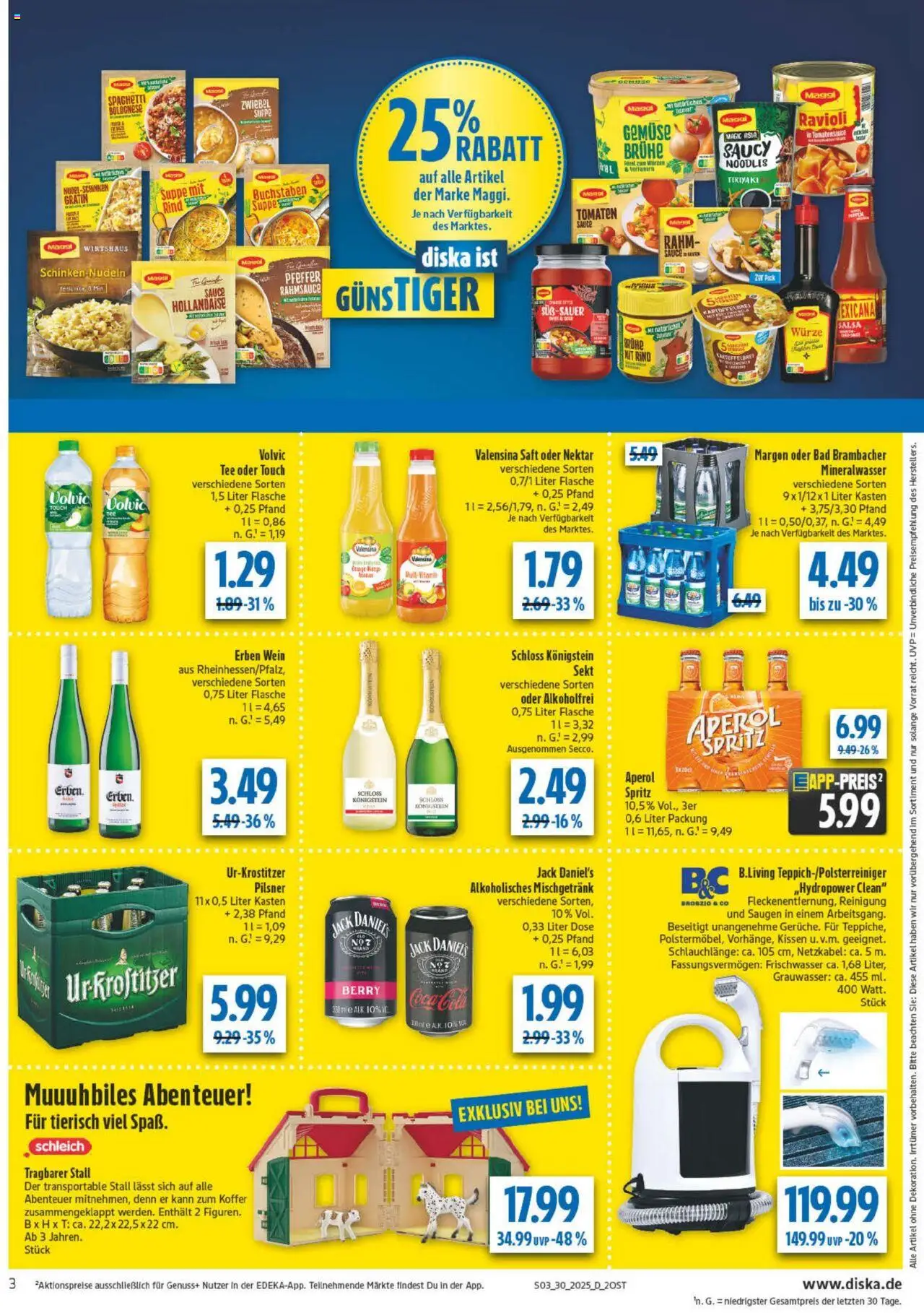 Diska Prospekt 	 - gültig ab dem 21.07.2025 | Seite: 3 | Produkte: Maggi, Bad, Saft, Wein