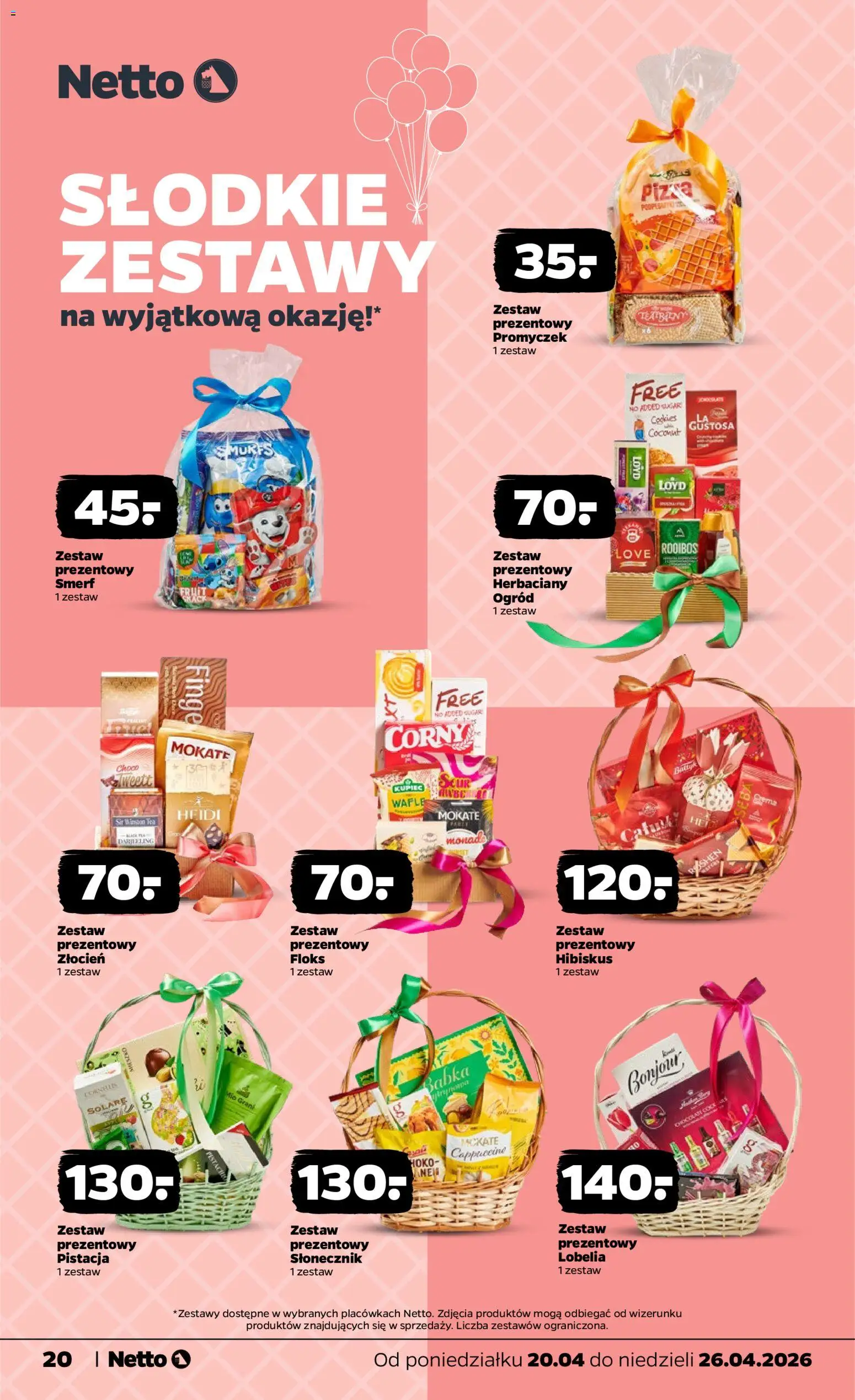 Netto gazetka od poniedziałku spożywcza od 20.04.2026 | Strona: 20 | Produkty: Wafle, Cappuccino, Słonecznik, Babka