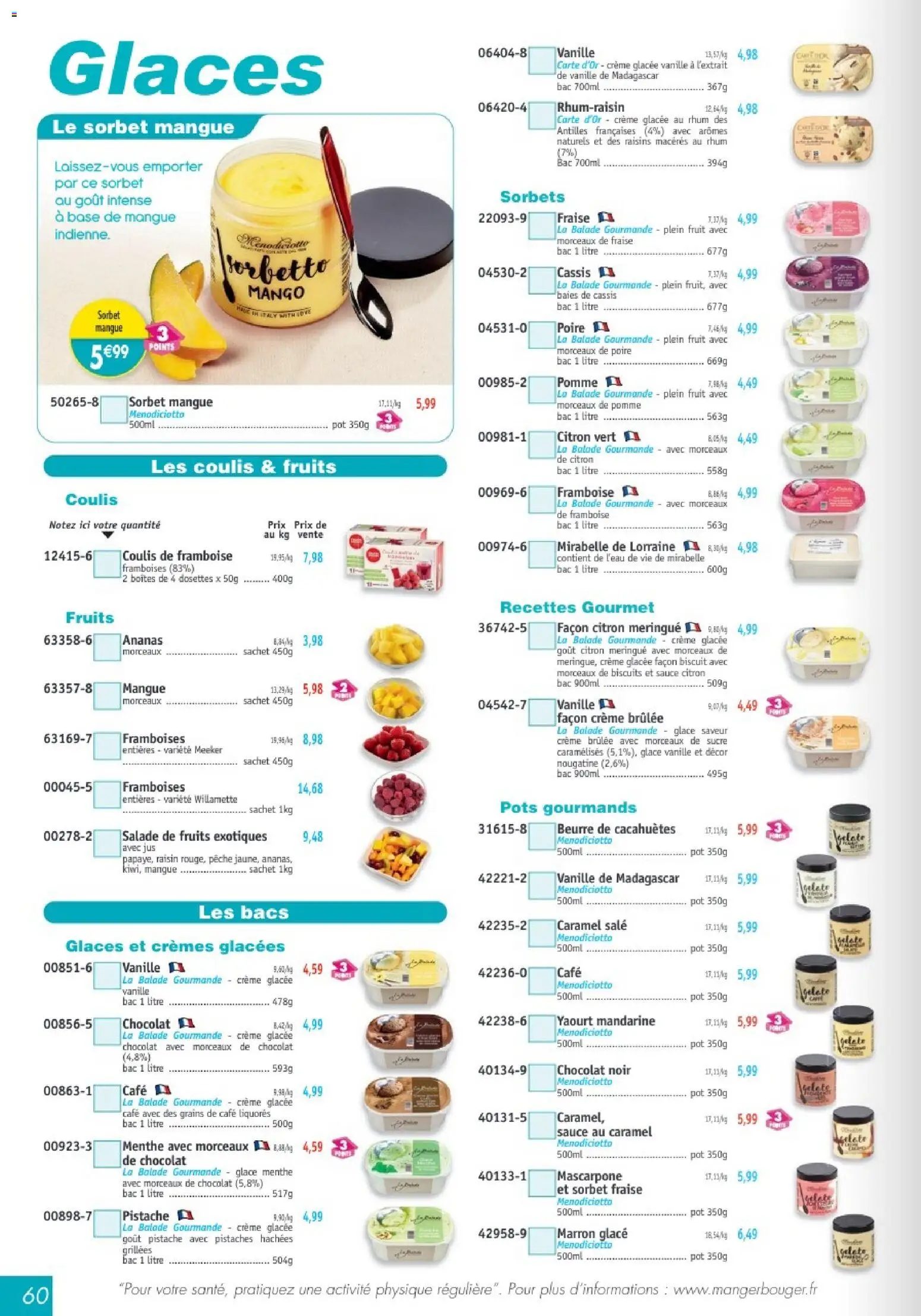 {H1} | Page: 60 | Produits: Glaces, Pomme, Café, Jus