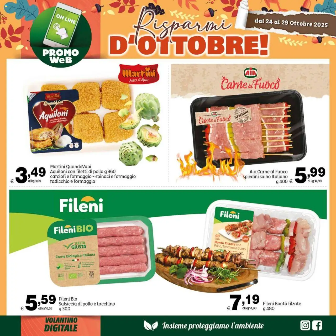 Volantino Elite Supermercati del 24.10.2025 | Pagina: 7 | Prodotti: Tacchino, Spinaci, Carciofi, Spiedini