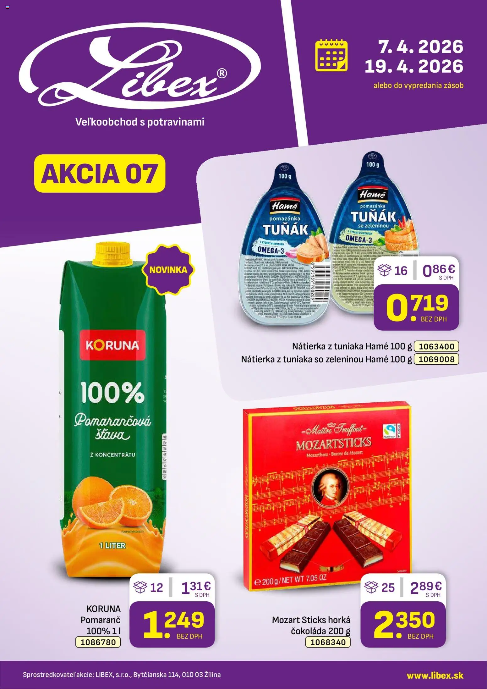 Nové Libex akcie – leták je platný od 07.04.2026 | Strana: 1 | Produkty: Čokoláda