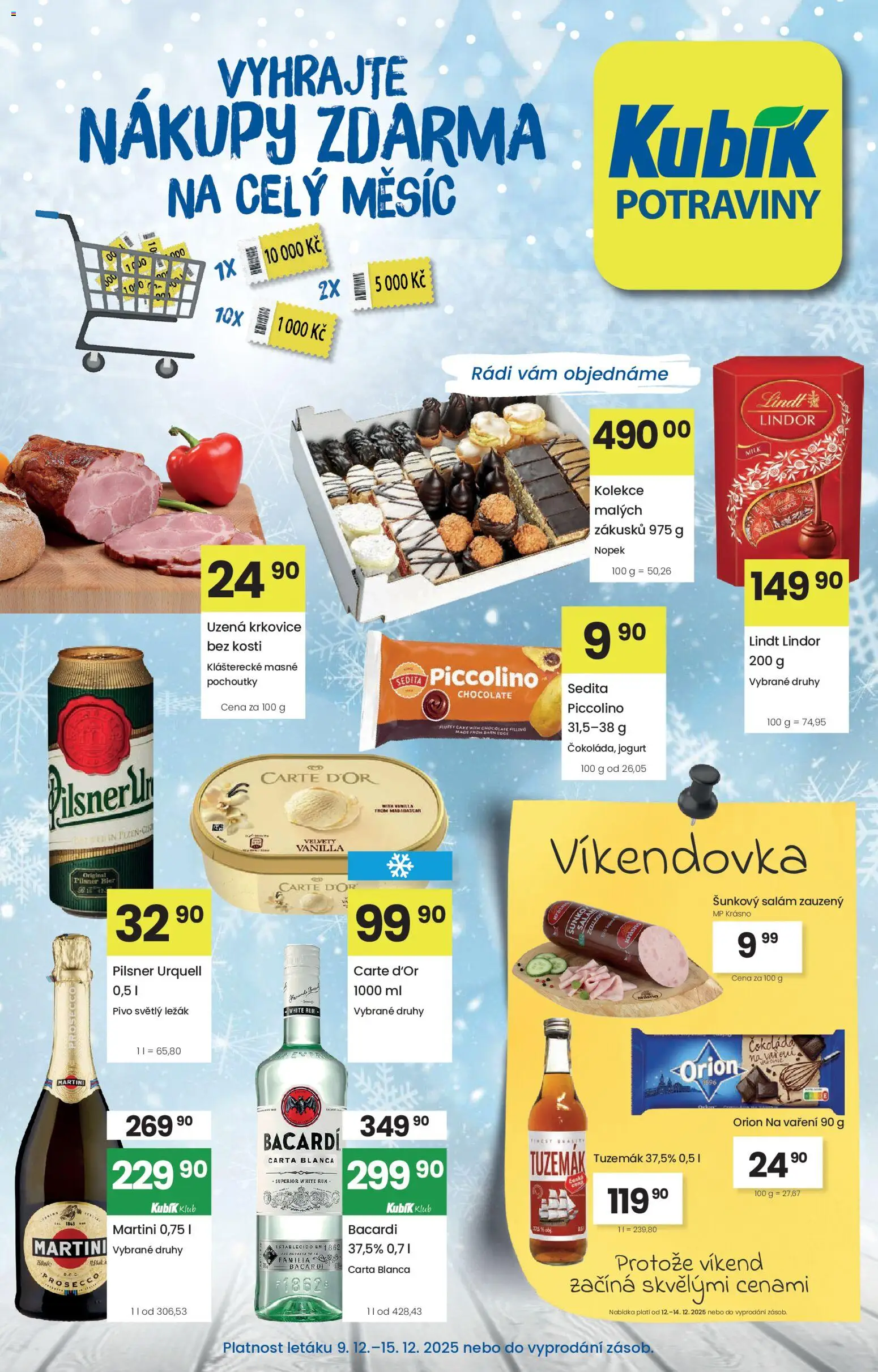 Kubík leták od 09.12.2025 | Strana: 1 | Produkty: Prosecco, Salám, Pivo, Tuzemák