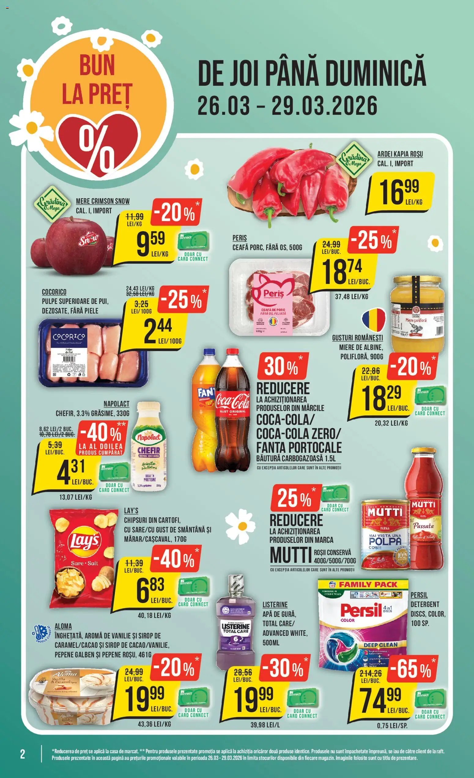 Noul catalog Mega Image – valabil de la 26.03.2026 | Pagină: 2 | Produse: Pepene Galben, Masaüstü kılıfı, Keçeli kalem, Apă