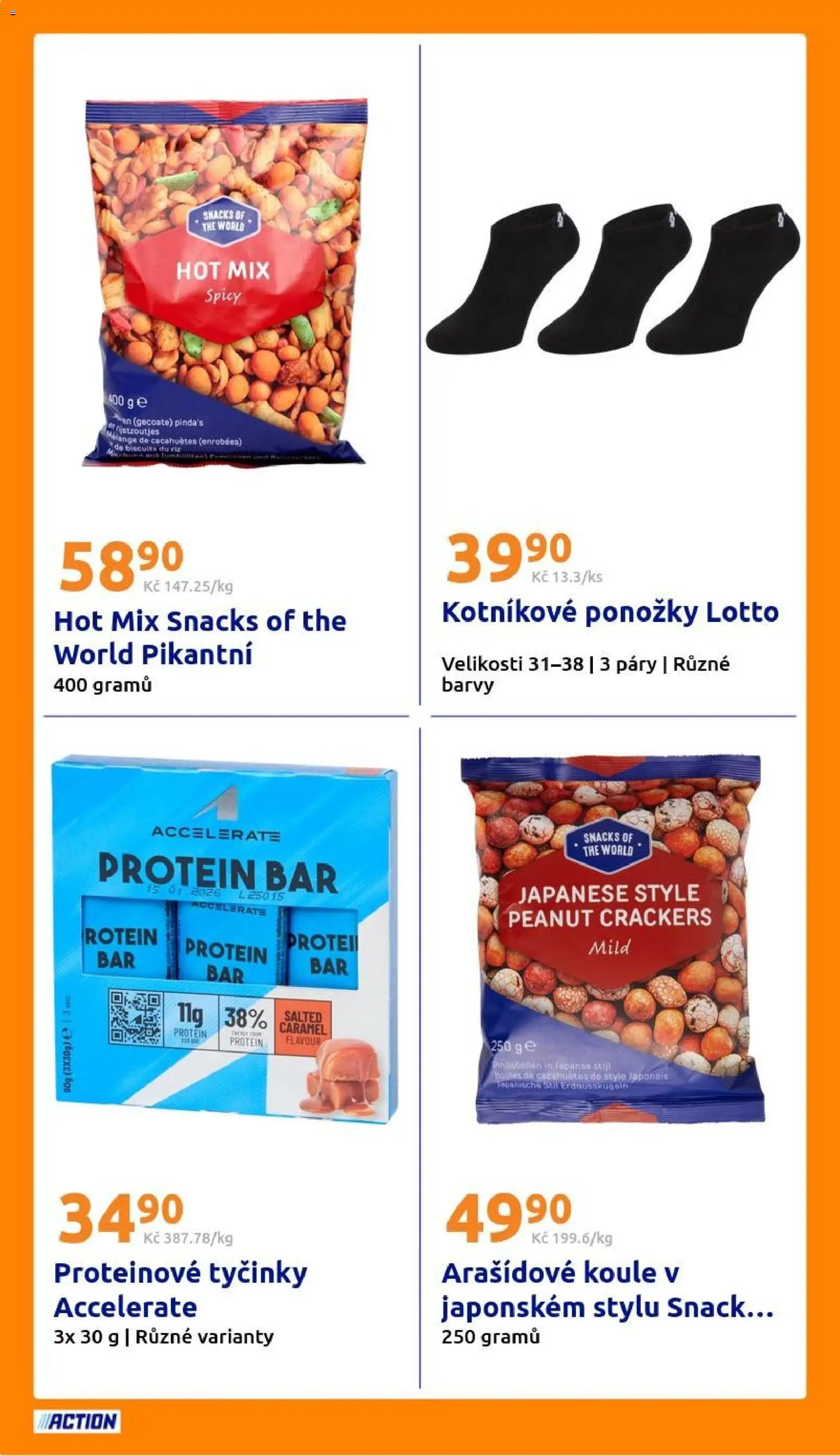 Action leták od 22.04.2026 | Strana: 22 | Produkty: Ponožky, Tyčinky, Barvy, Proteinové tyčinky