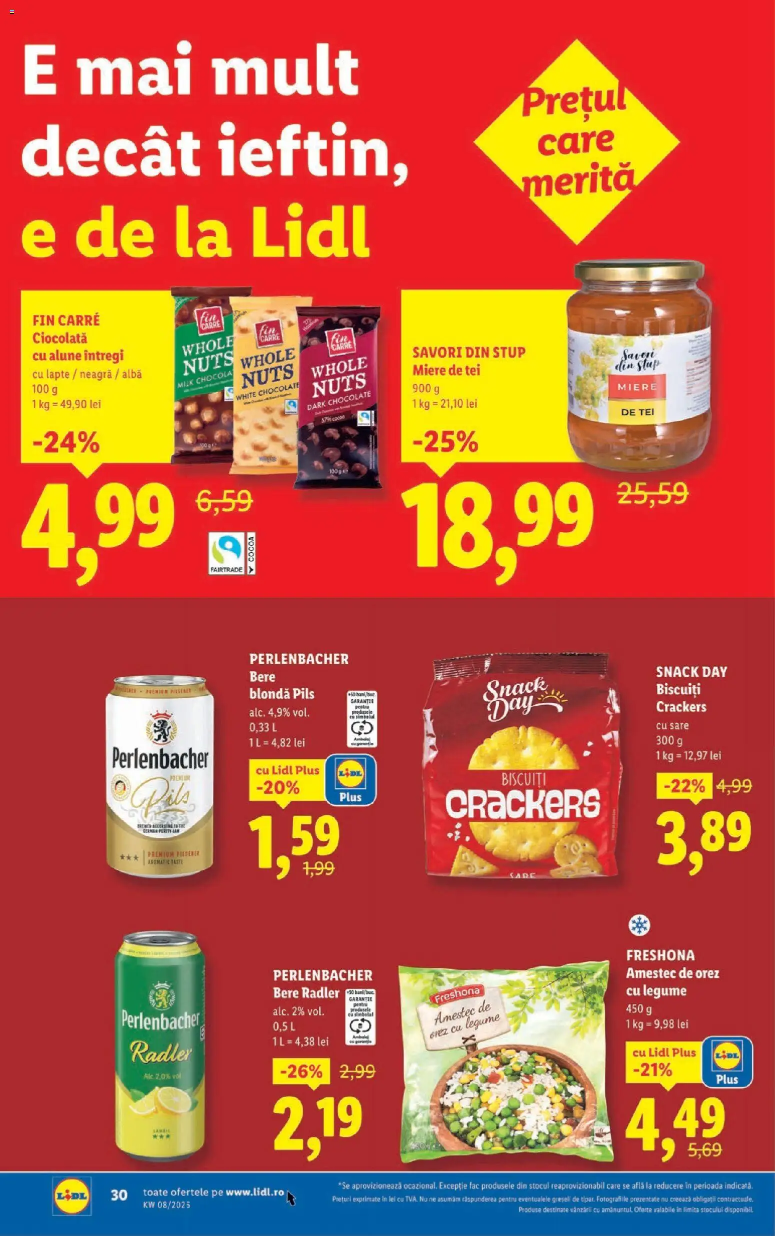 Noul catalog Lidl – valabil de la 16.02.2026 | Pagină: 30 | Produse: Ciocolată, Bere, Legume, Sare