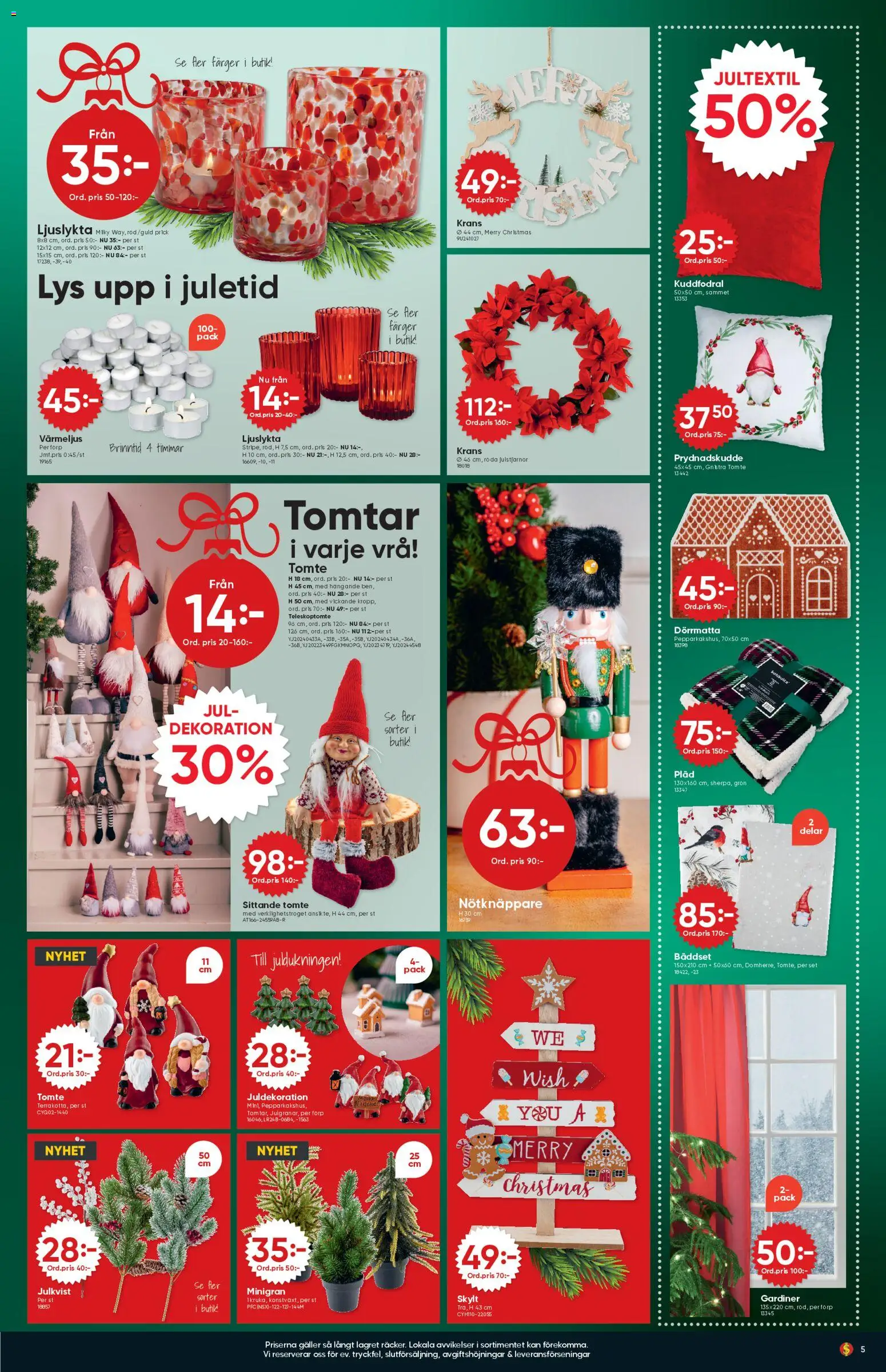 Dollar Store reklamblad aktuell från 08.12.2025 | Sida: 5 | Produkter: Prydnadskudde, Pläd, Galler, Värmeljus
