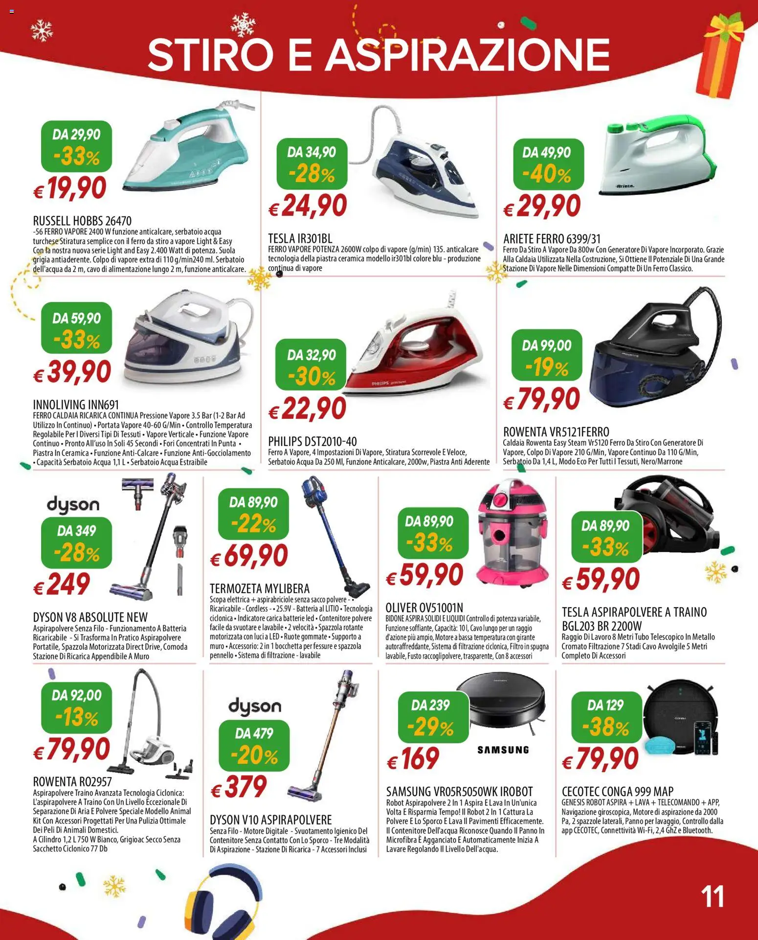 Volantino Galassia del 01.12.2025 | Pagina: 11 | Prodotti: Spugna, Robot aspirapolvere, Ferro da stiro, Robot