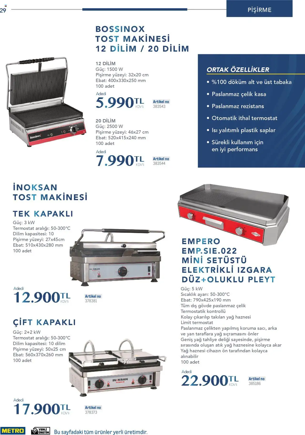 Metro Profesyonel Çözümler - 01.06.2025 tarihinden itibaren geçerlidir | Sayfa: 29 | Ürünler: Tost makinesi, Yağ, Kasa, Izgara